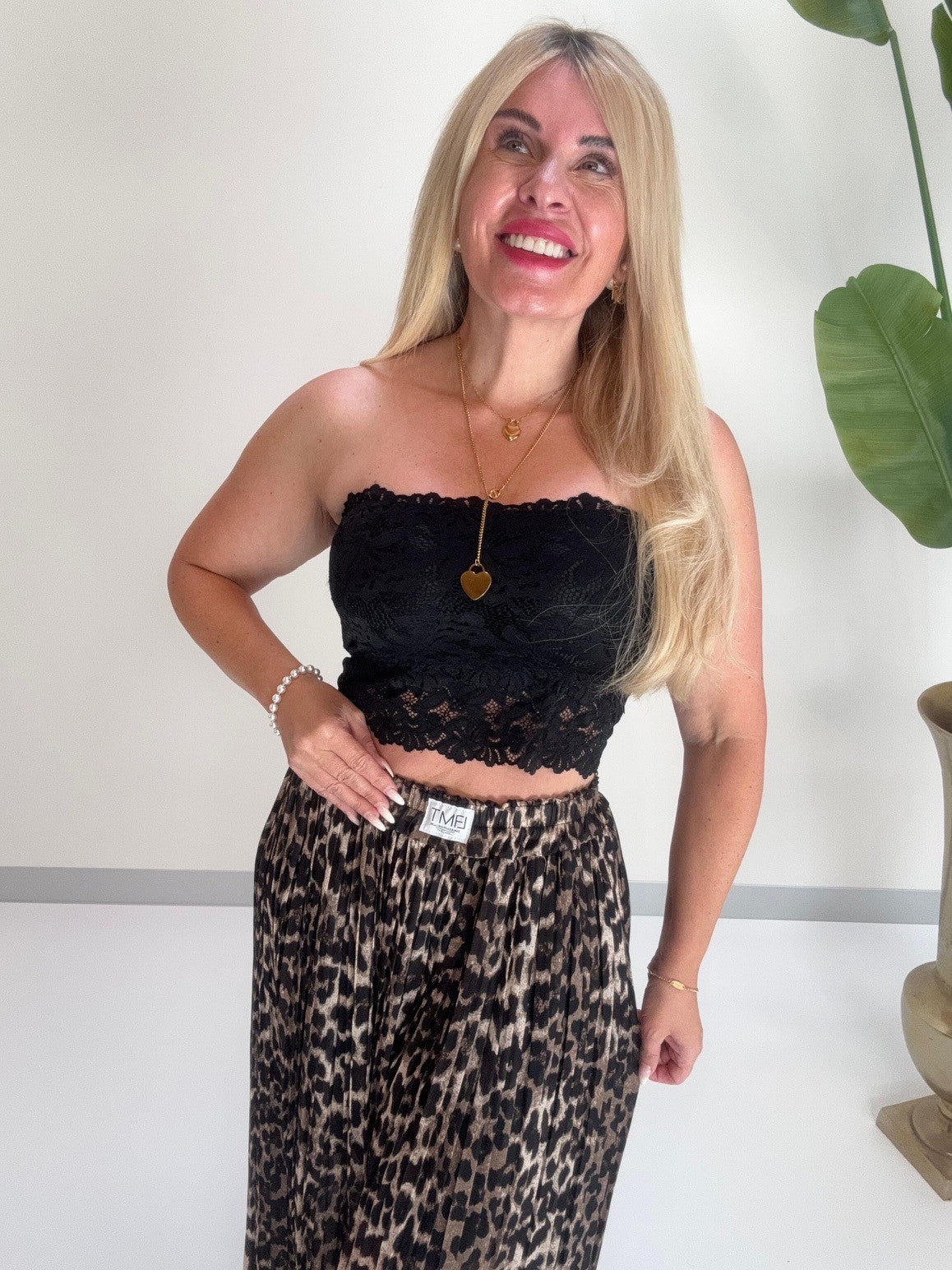 Bandeau Top mit elastischem Gummizug schwarz