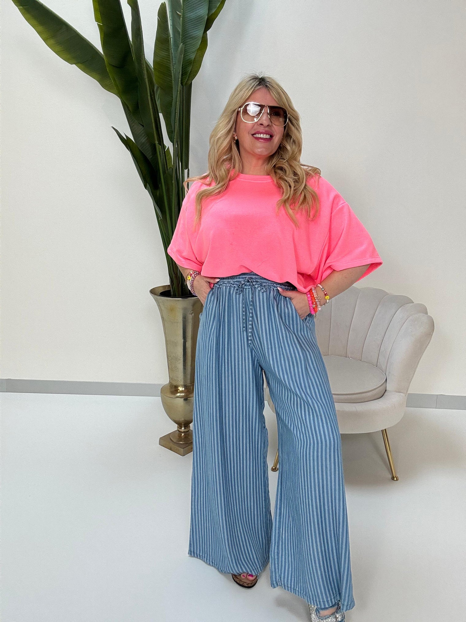 Hose SMALL STRIPES blau gestreift