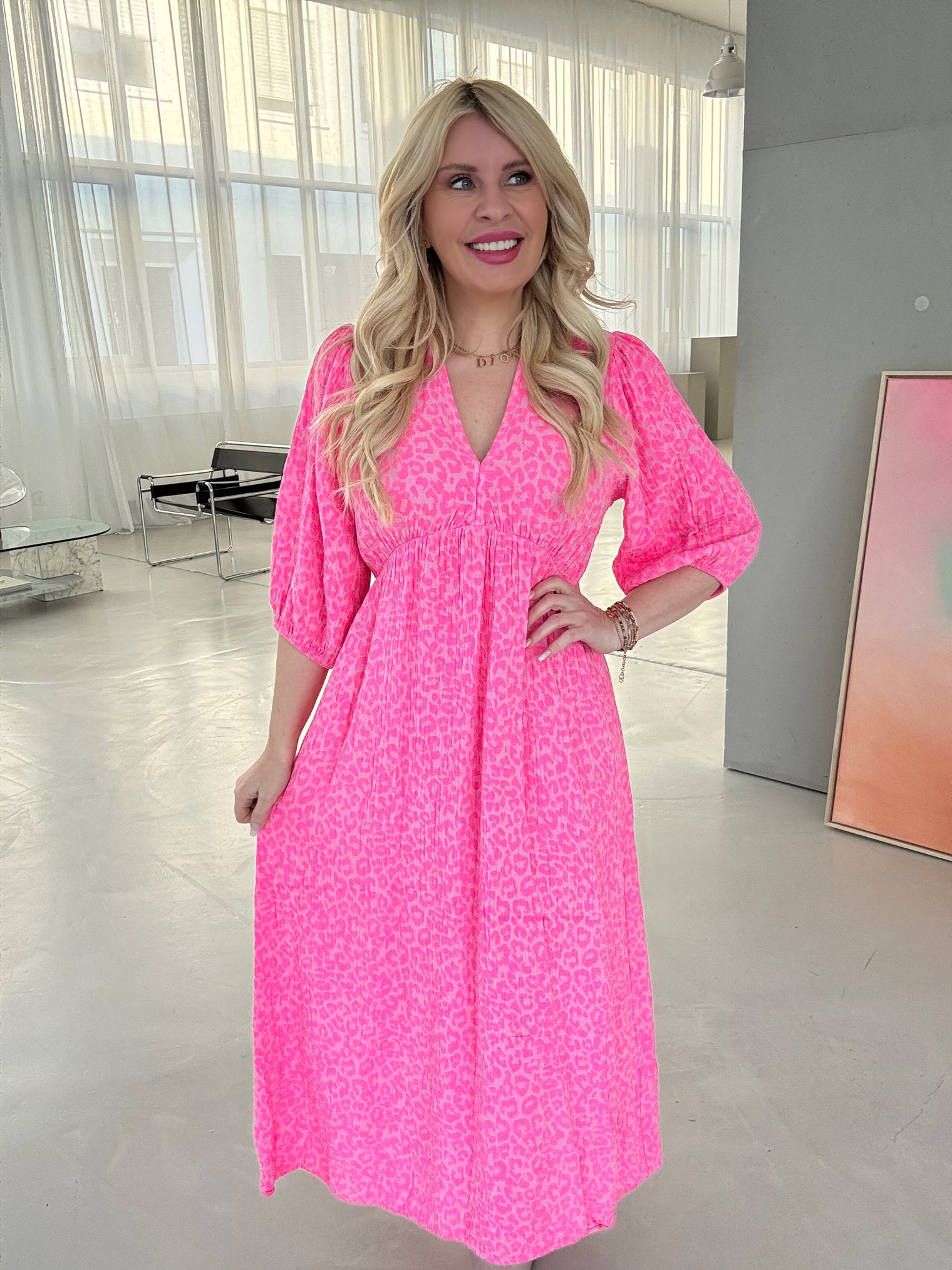 Musselin Kleid rosa LEO LOVER hotpink