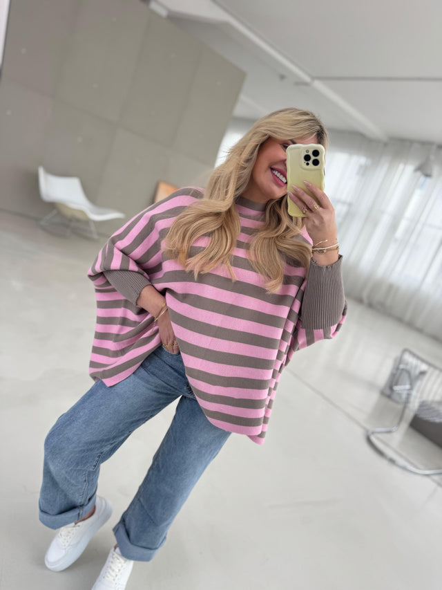 Pullover rose/taupe OVERSIZE STRIPE POWER