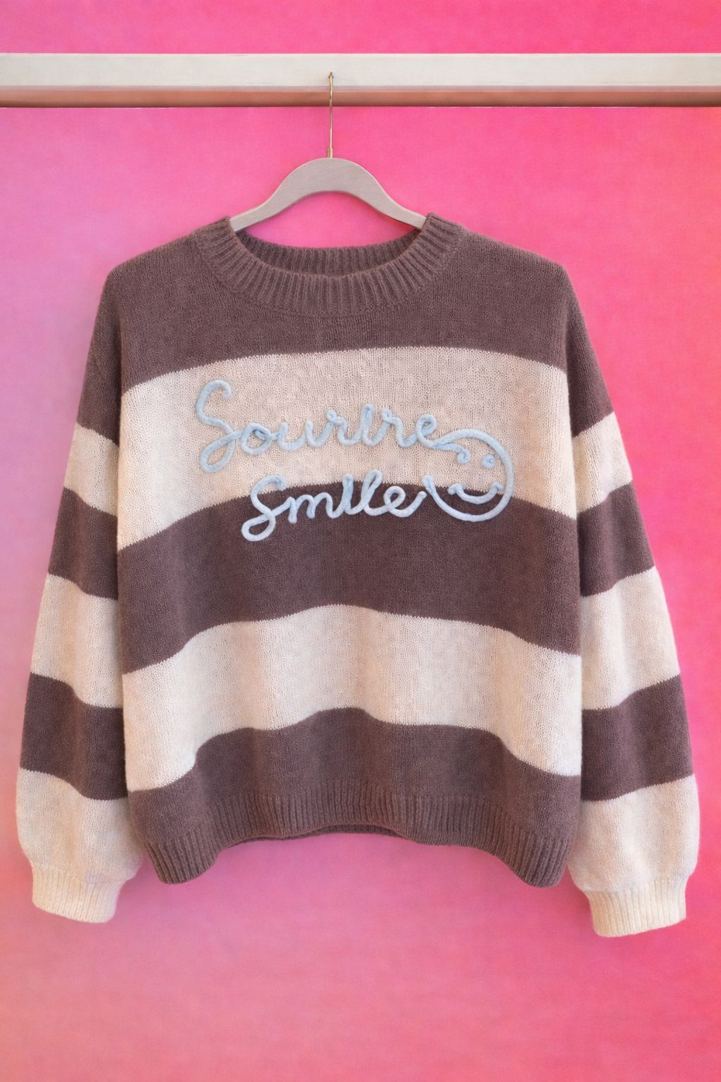 Pullover creme/braun gestreift SMILE
