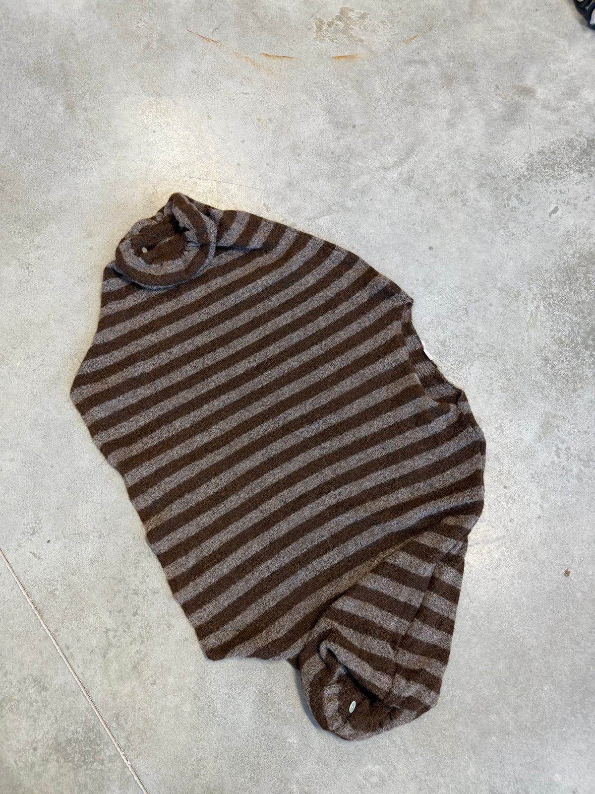 Oversize Strickpullover Stripes mit Alpakaanteil Taupe / Chokolate