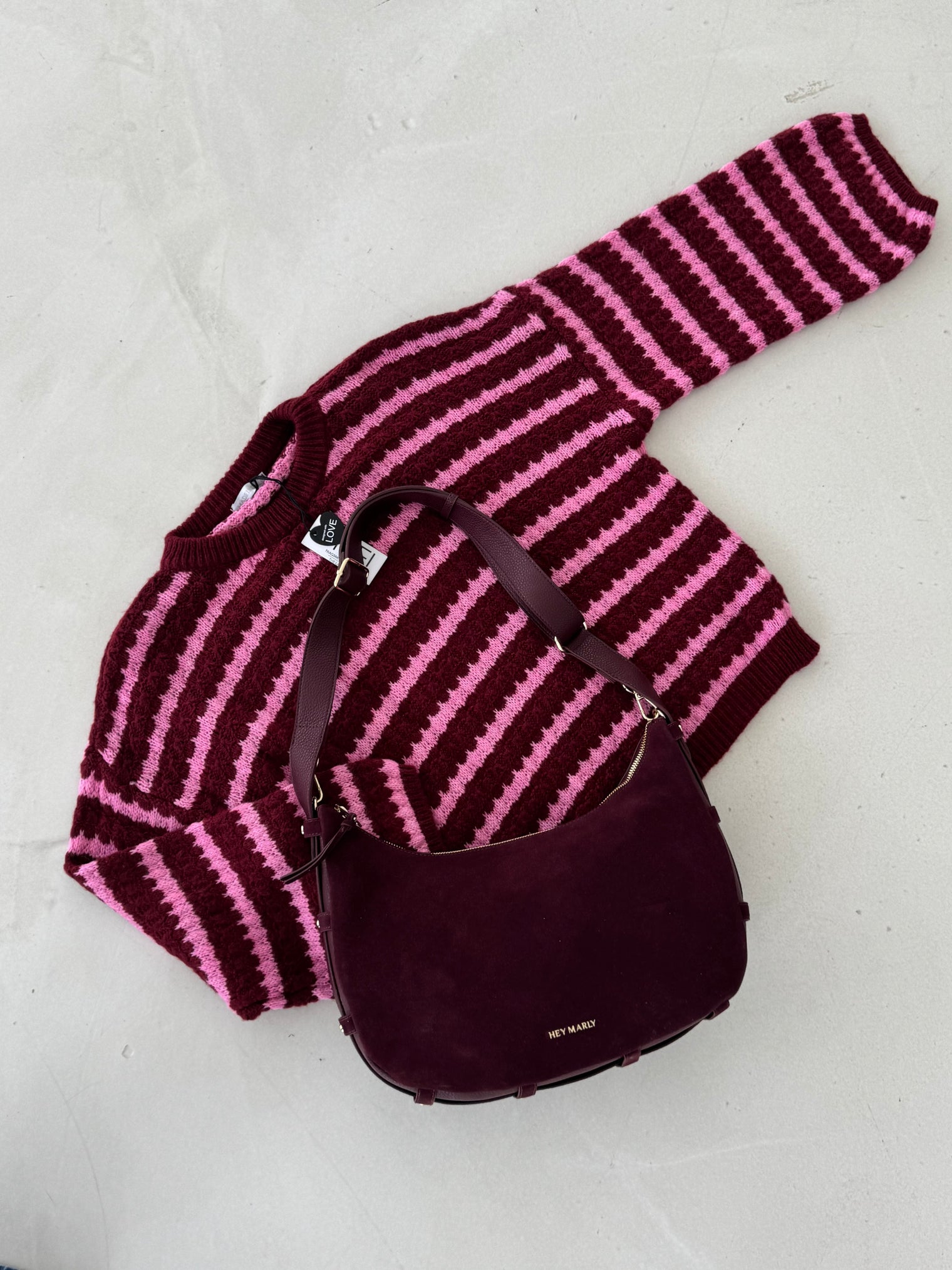 Pullover STRIPE ROMANCE burgundy meets pink