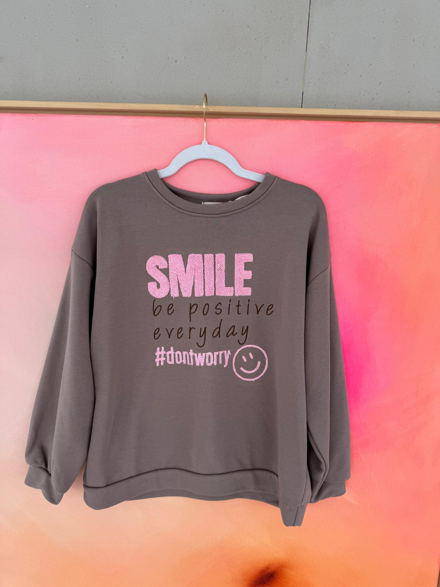 Sweater taupe BE POSITIVE EVERYDAY