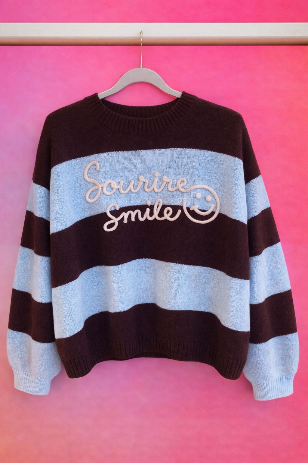 Pullover himmelblau/dark chocolate gestreift SMILE