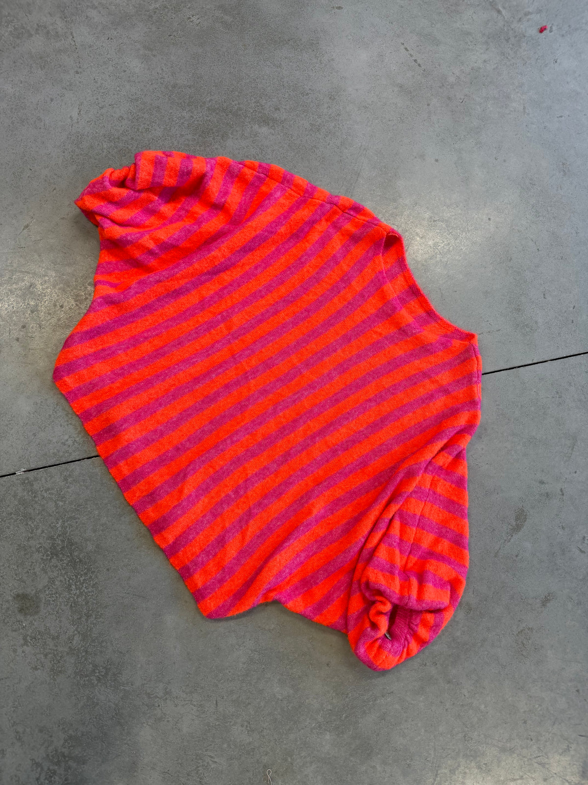 Oversize Strickpullover Stripes mit Alpakaanteil pink / orange