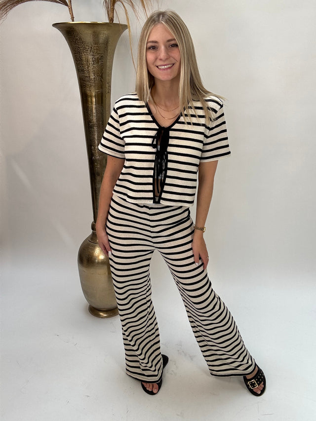 Shirt zum binden CREME/ SCHWARZ