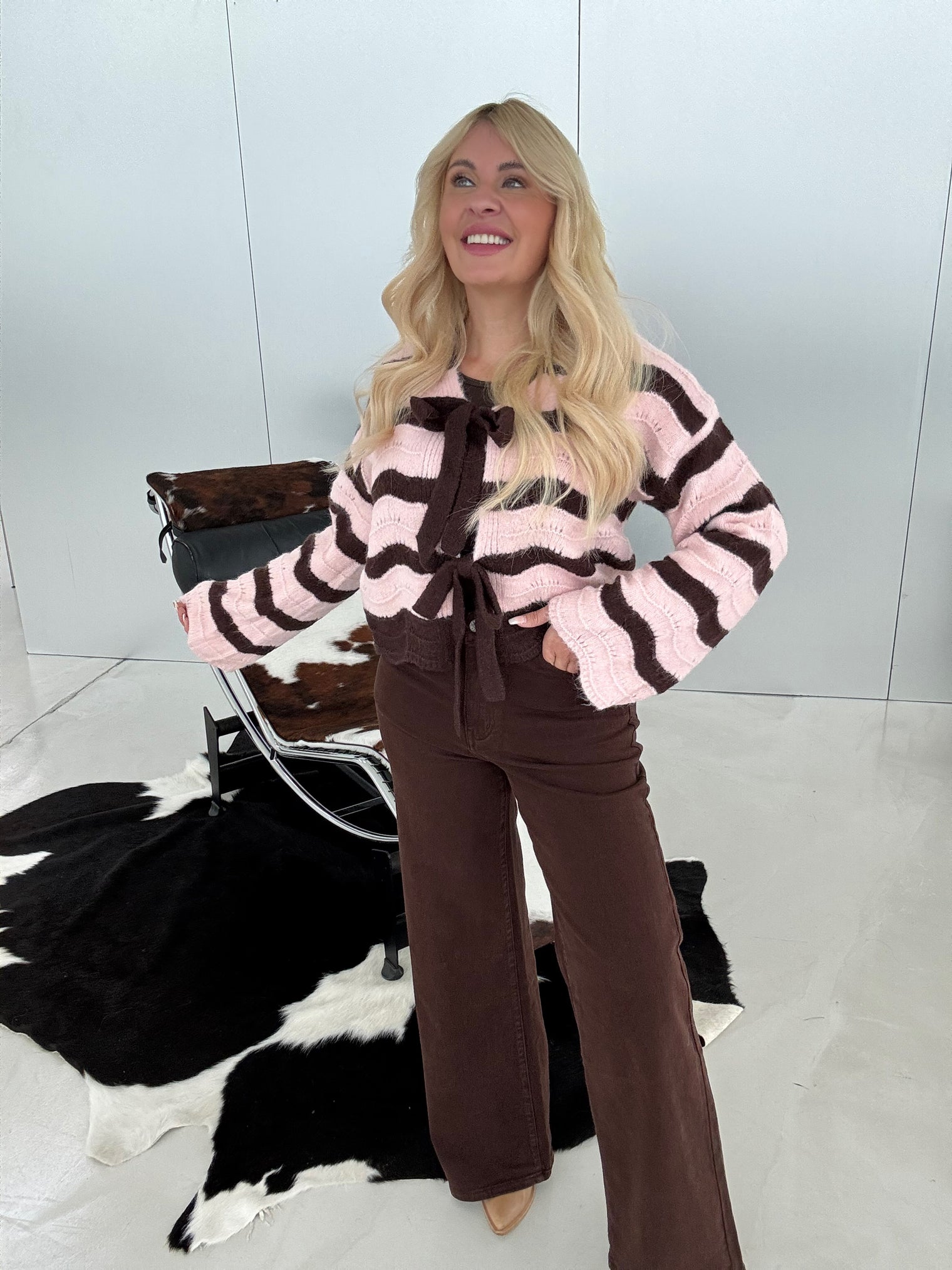 Stretch Wide Leg Jeans Chocolate Mousse