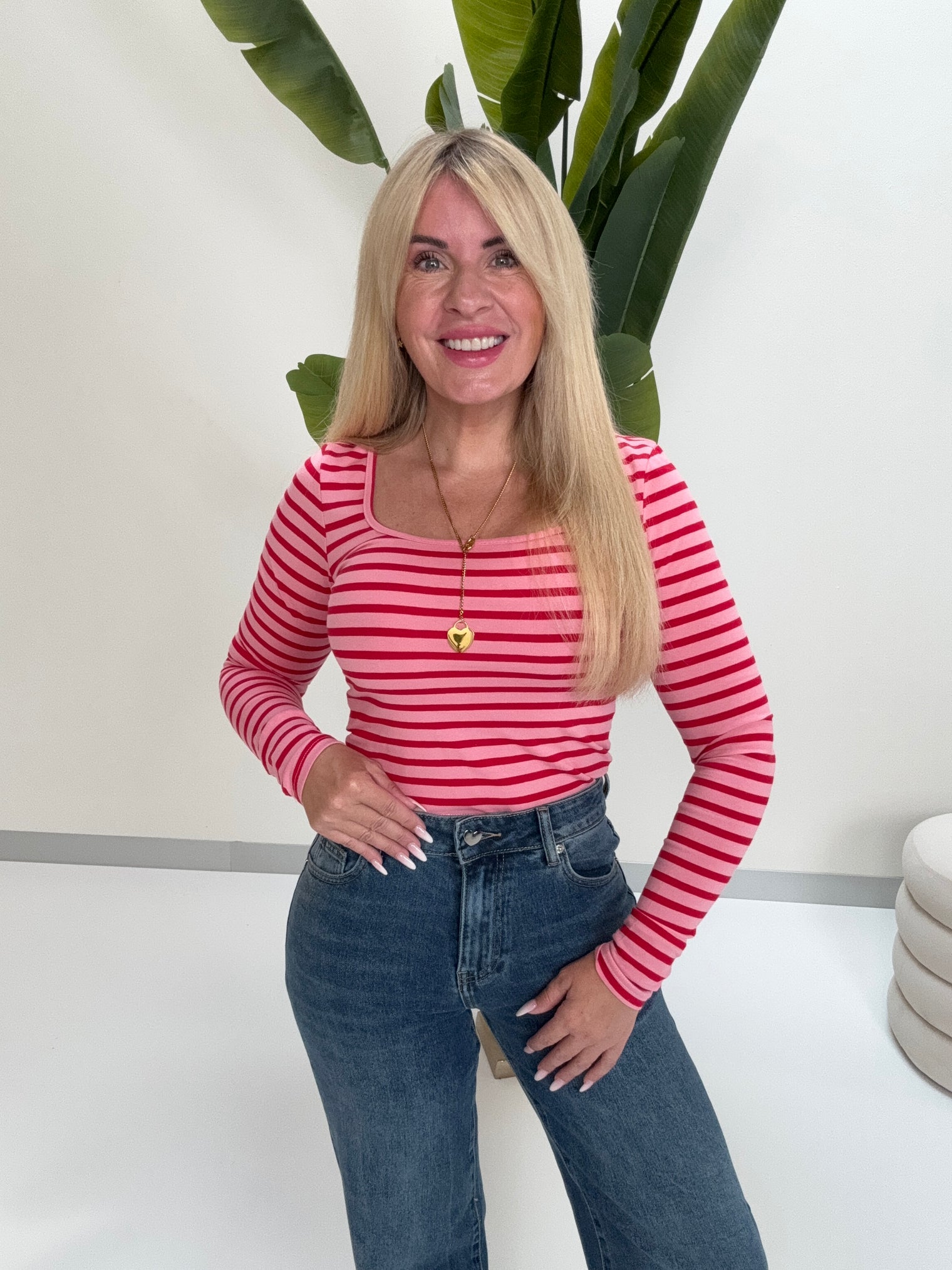 Longsleeve rosa/rot STRIPES LIVES