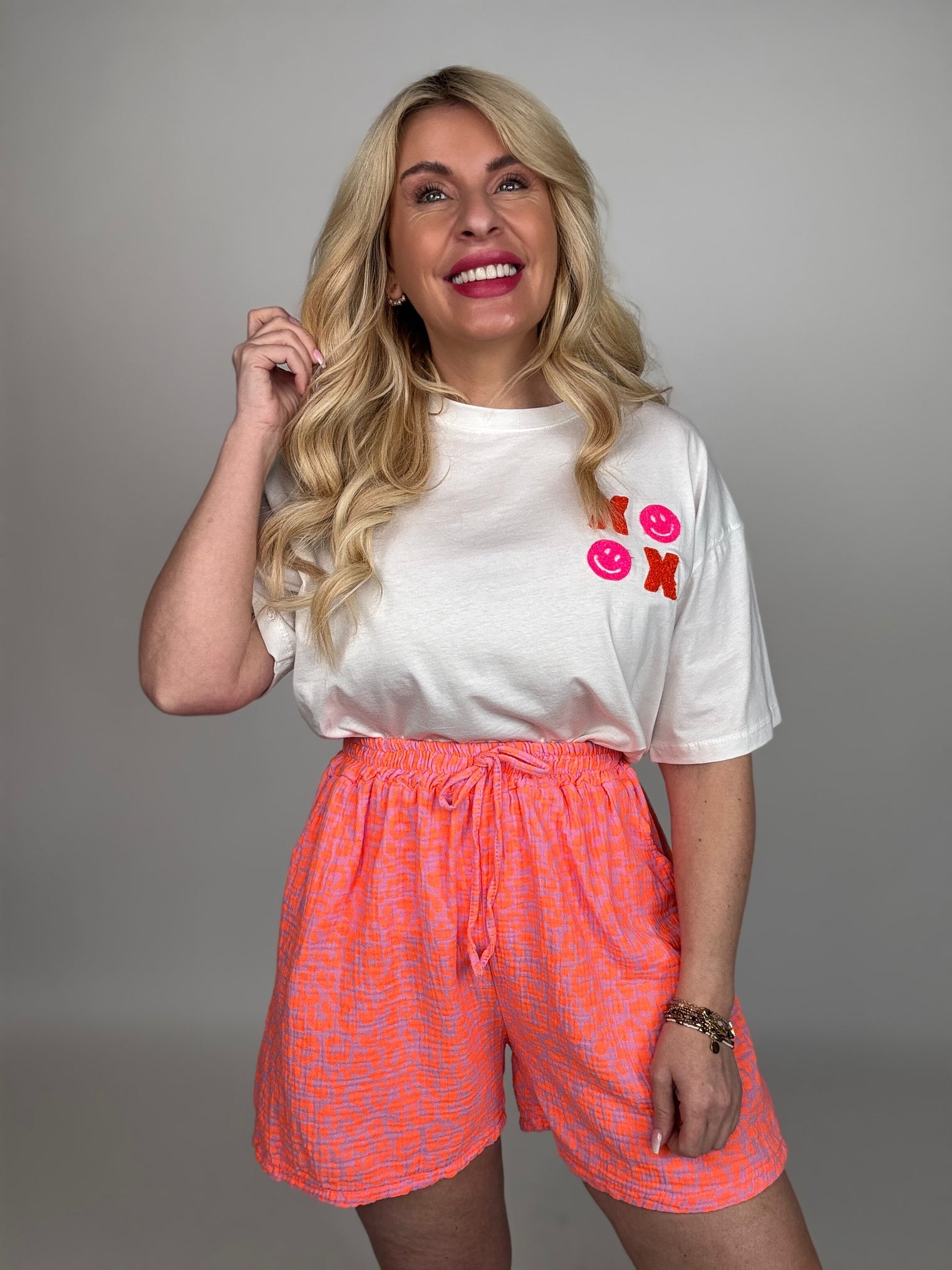 Stylische Musselin Short rosa LEO LOVER hot orange