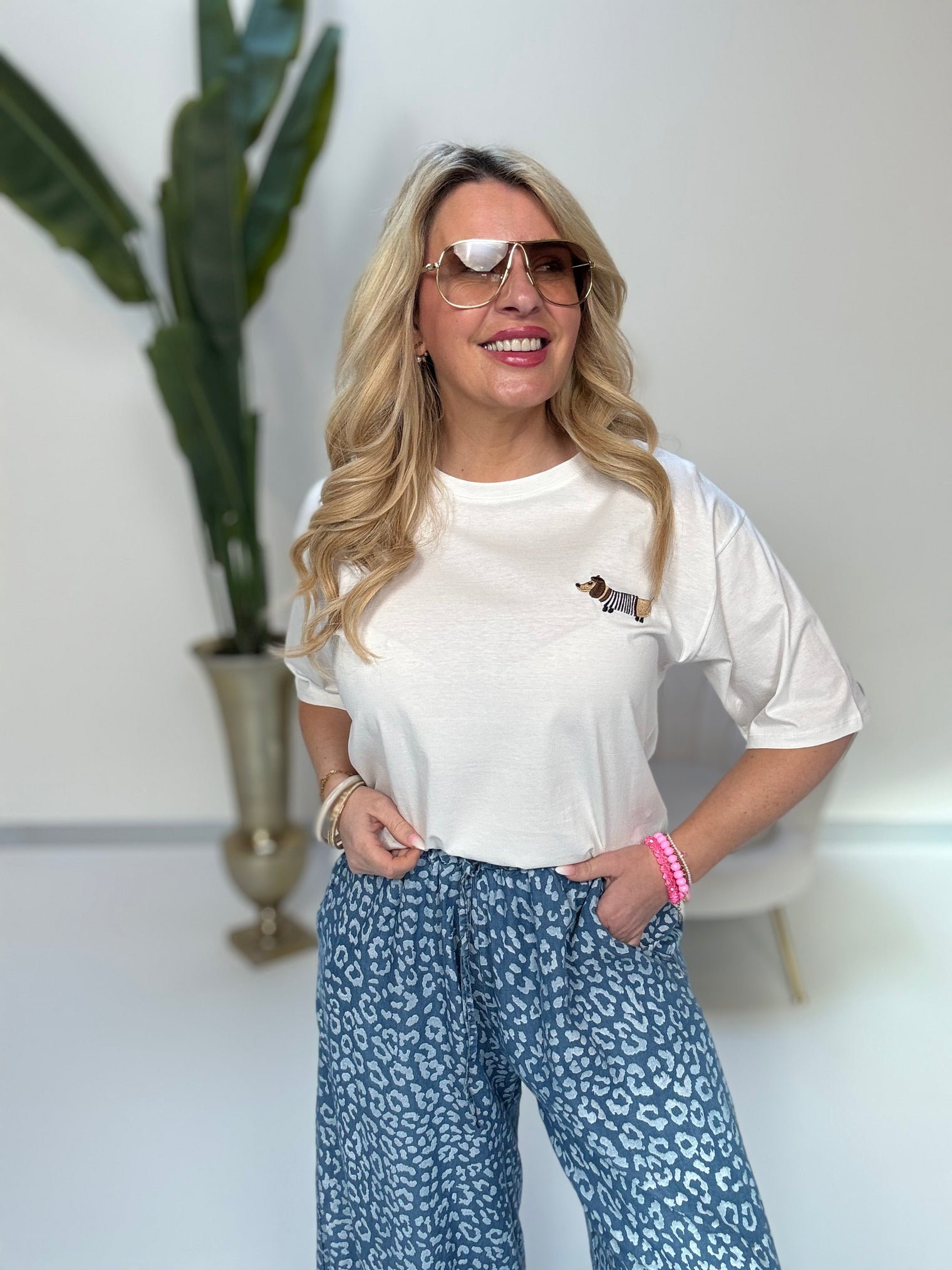 Statement Shirt weiß Dackel