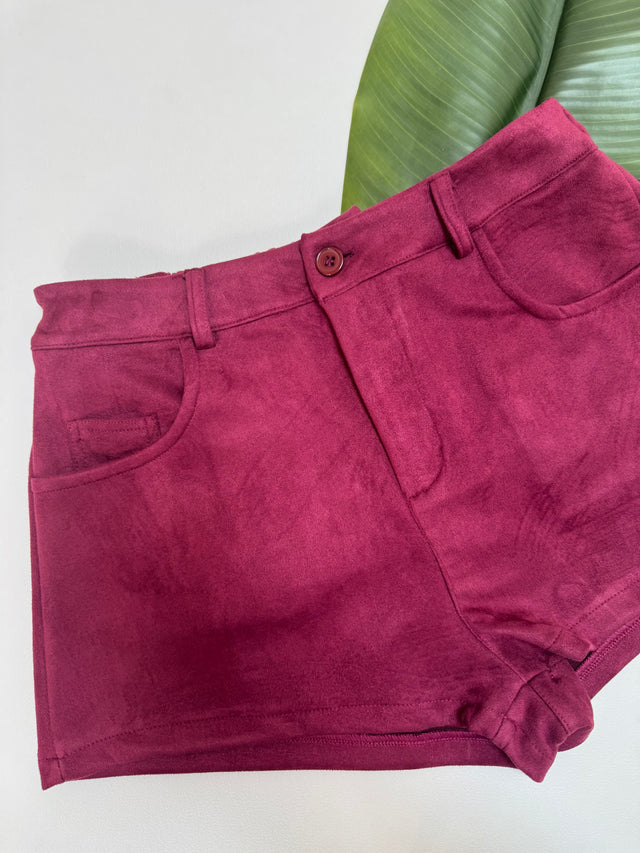 Velours Shorts mit elastischem Bund burgundy