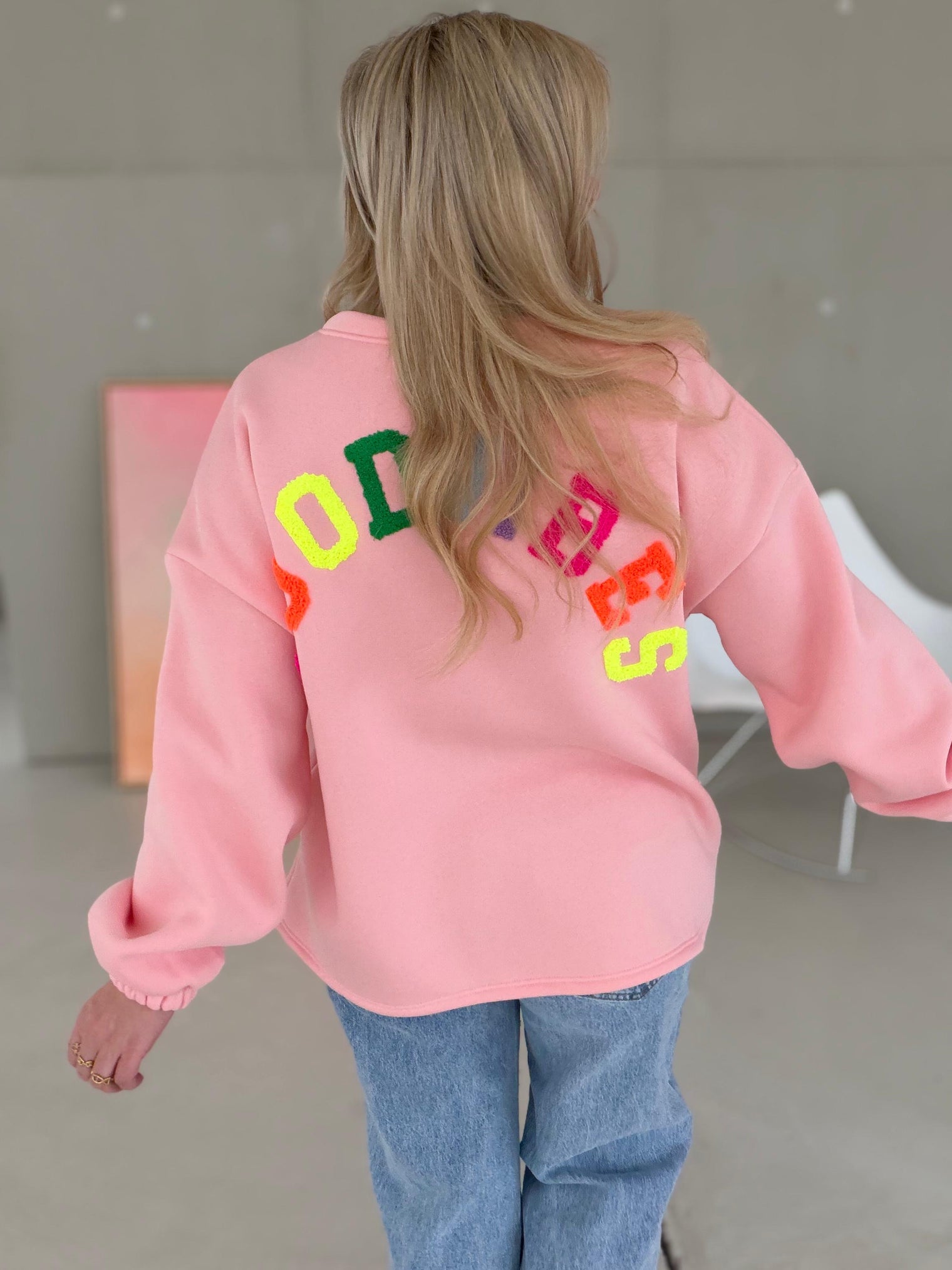 Sweater rosa GOODVIBES rainbow