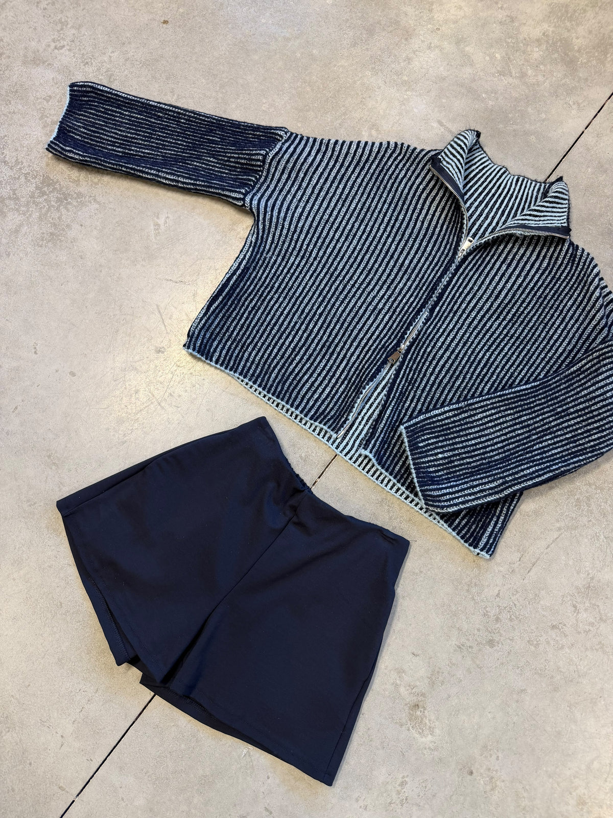 Strickjacke ZIPPER STRIPES navy