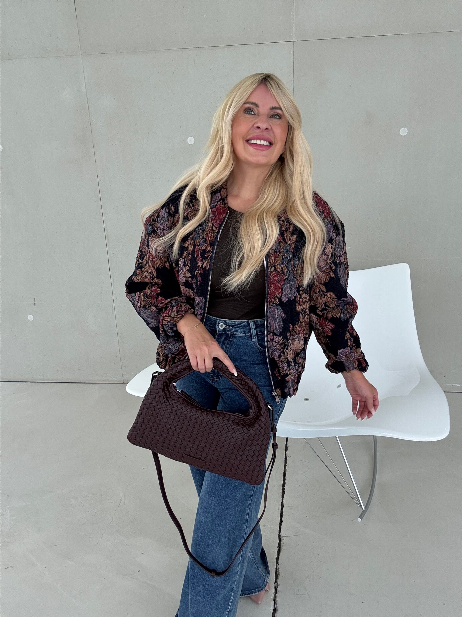 Bomberjacke ROMANTIC FLOWER GARDEN dark blue