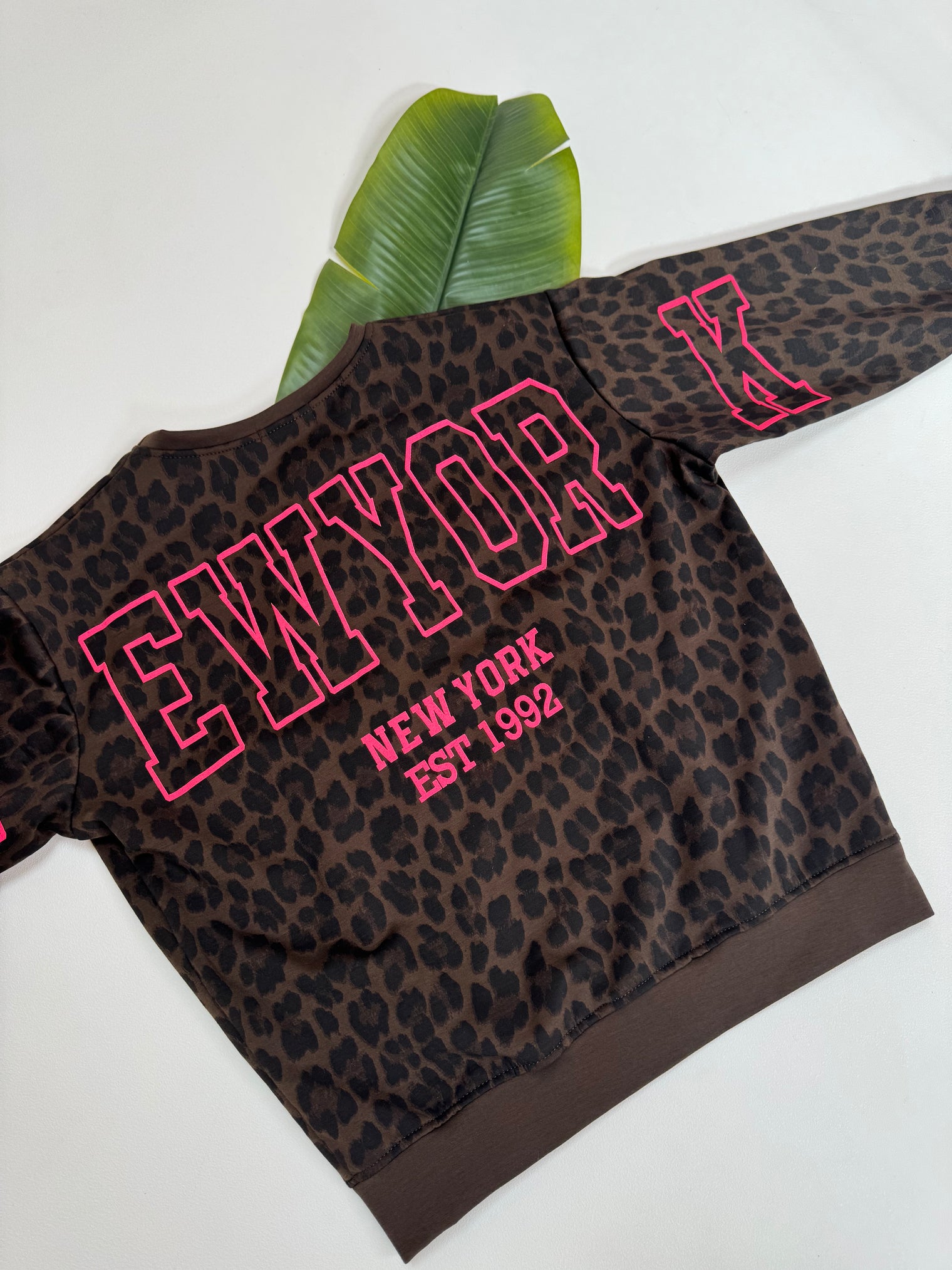 Butterstoff Pullover LEO mit Rückenprint NEW YORK dark chocolate