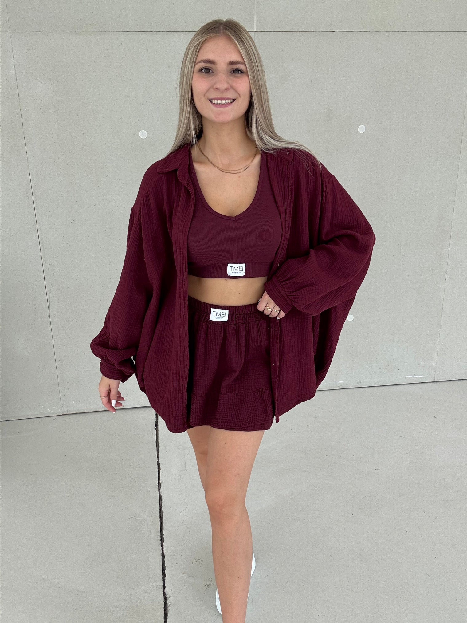 Musselin Hosenrock BURGUNDY mit Patch