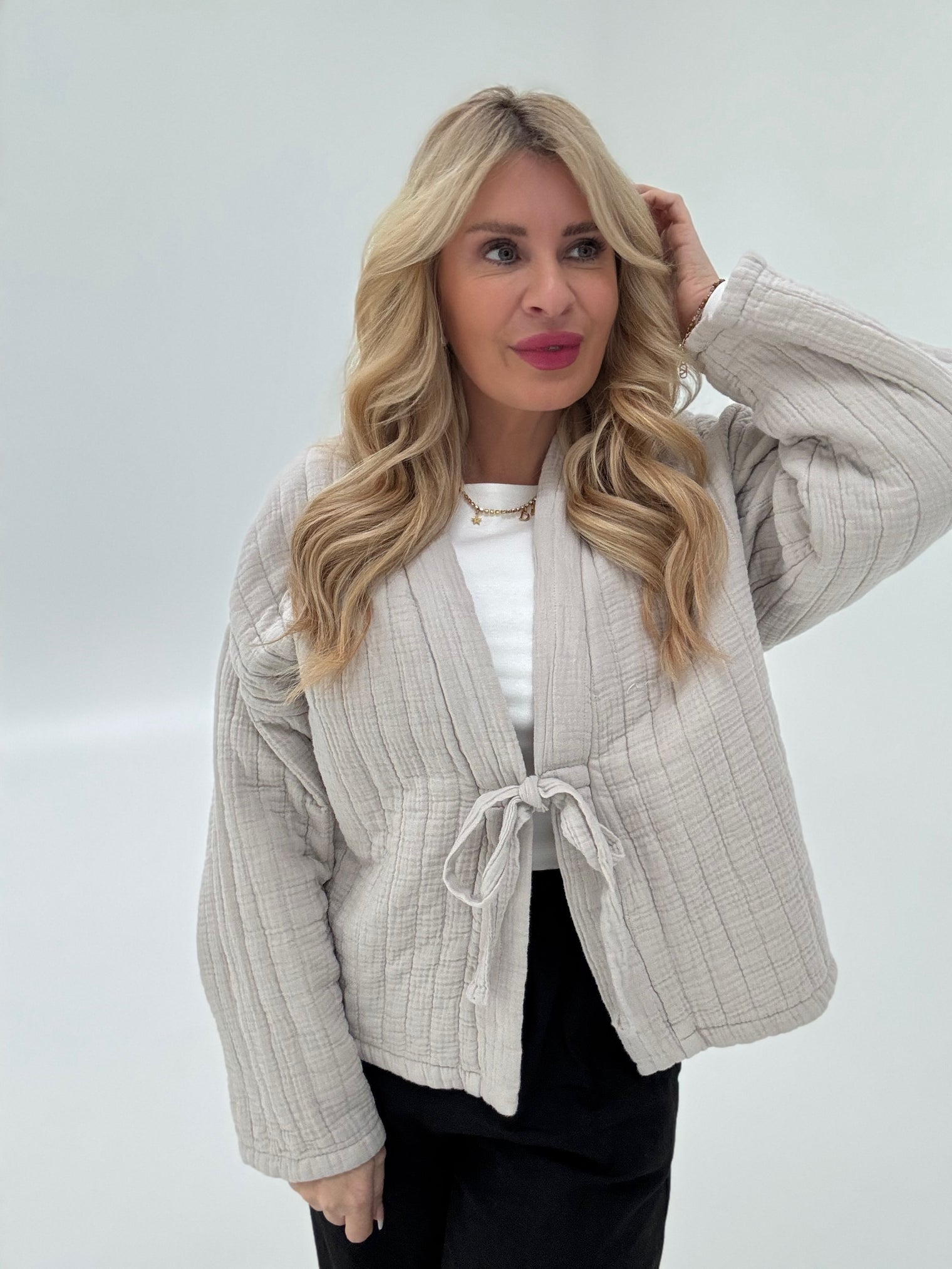 Signature Musselin Steppjacke zum binden BEIGE