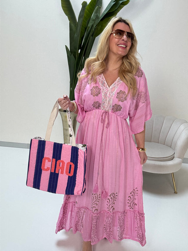 Kleid BOHO Sparkle rosa Multi