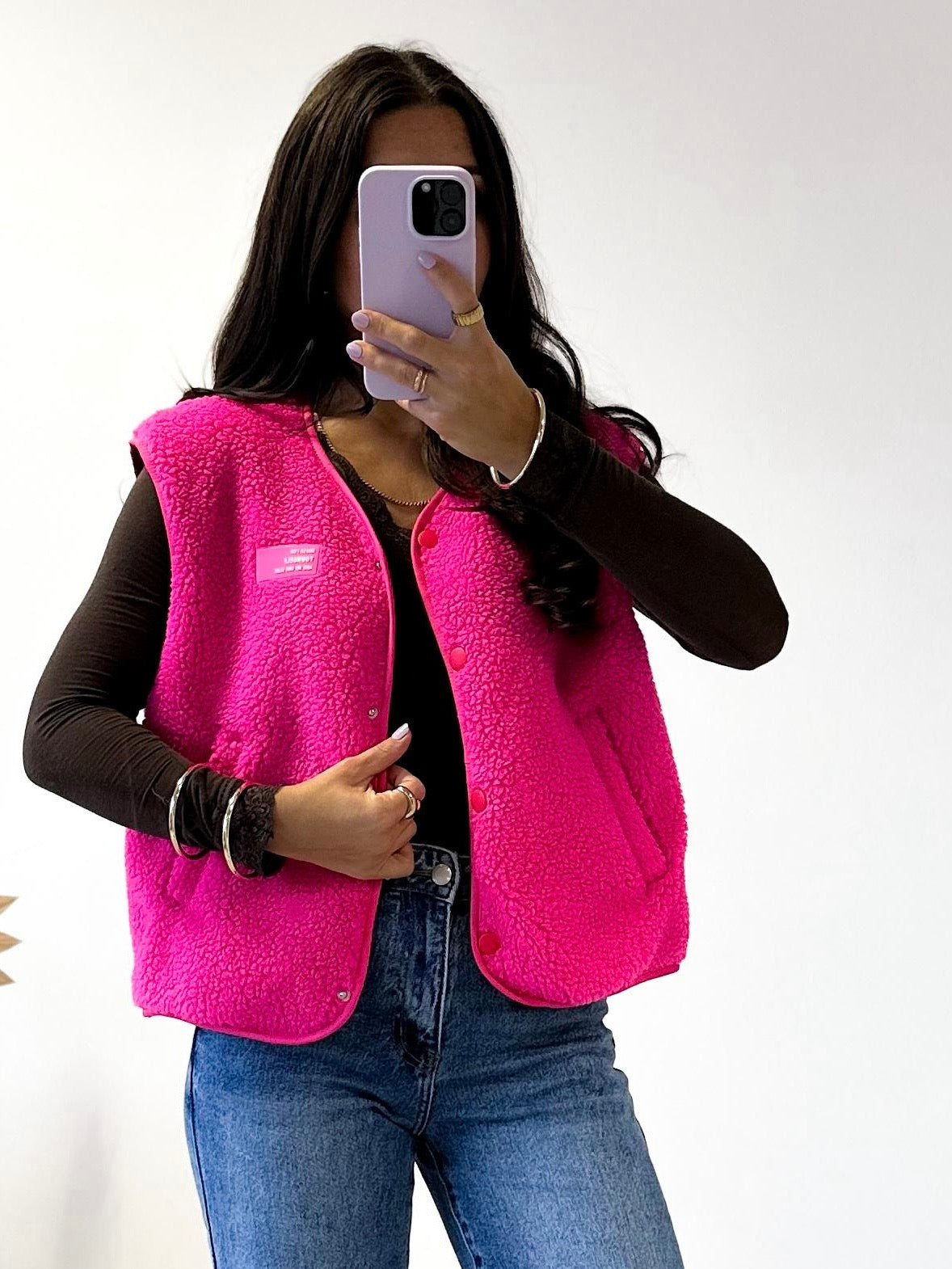 Teddyweste pink Lover mit Patch