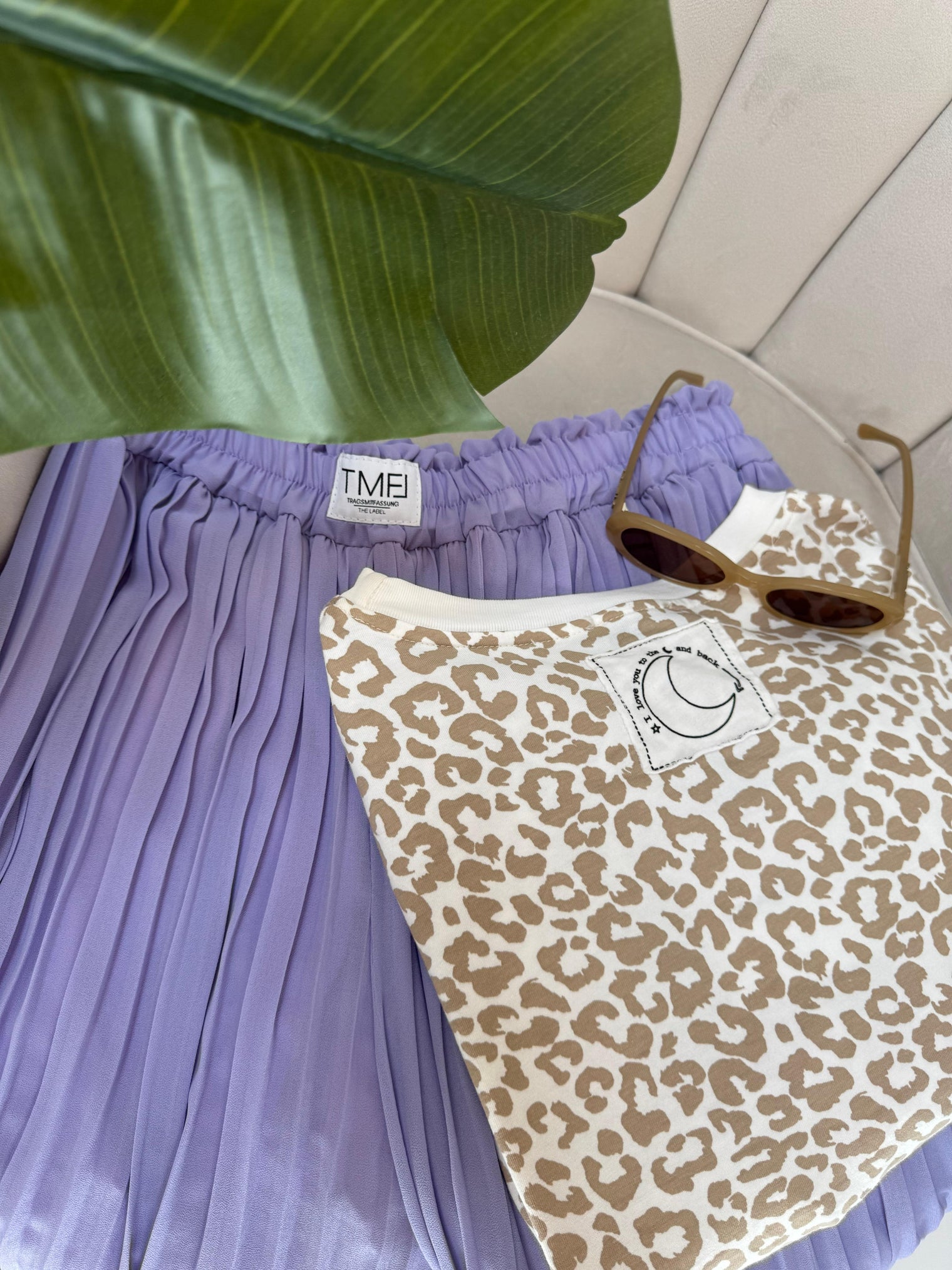 Sweatshirt kurzarm LEO weiß/beige LOVE YOU TO THE MOON