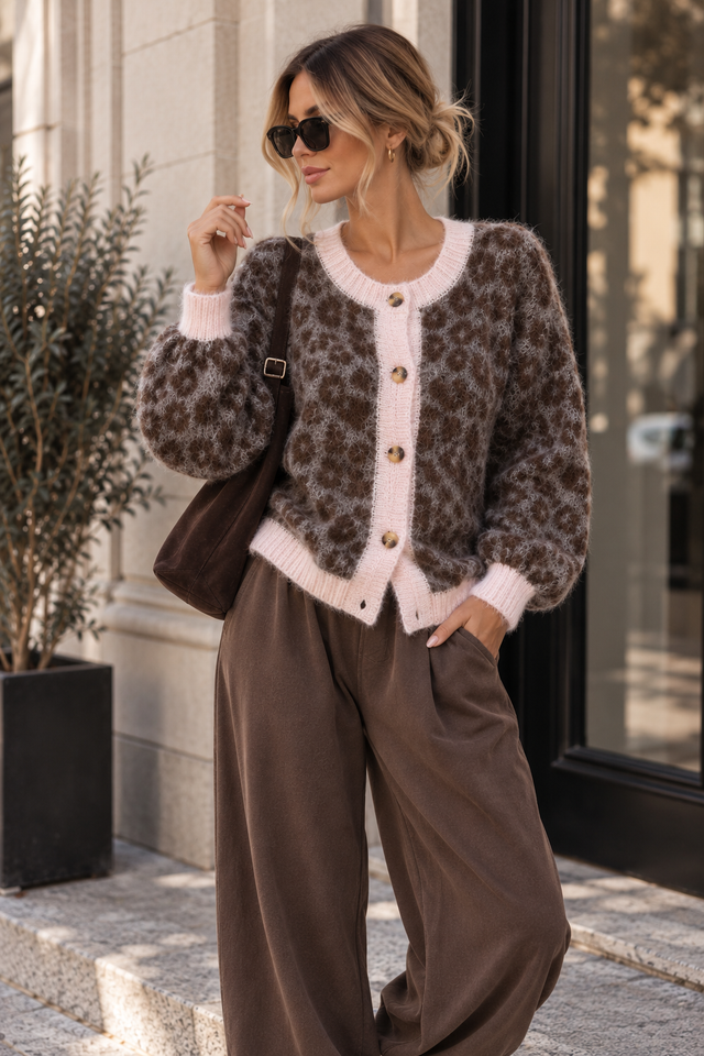 Strickjacke taupe WILD&COZY taupe rosa