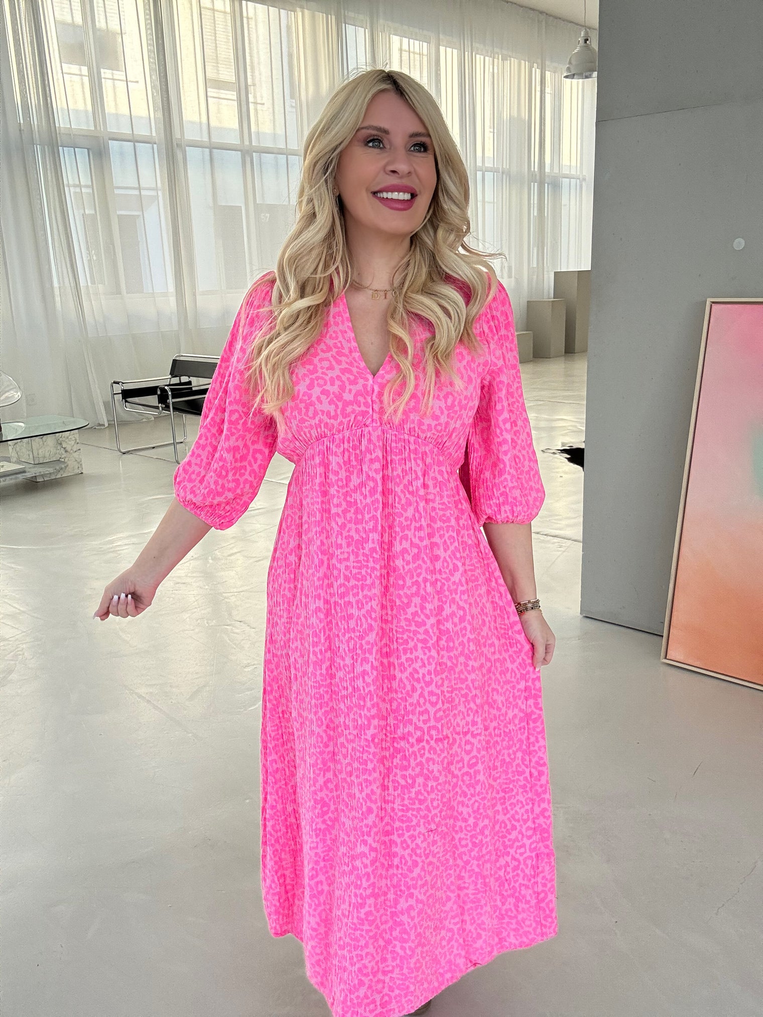 Musselin Kleid rosa LEO LOVER hotpink