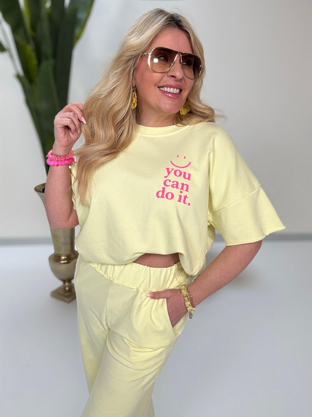 Statement Shirt YOU CAN DO IT buttermilk lemon