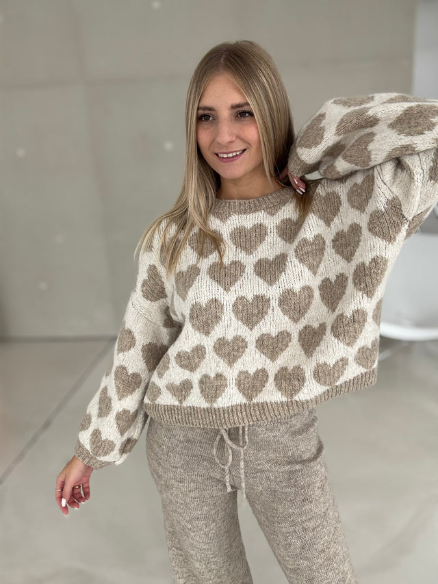 Signature Pullover BIG HEARTS creme&beige