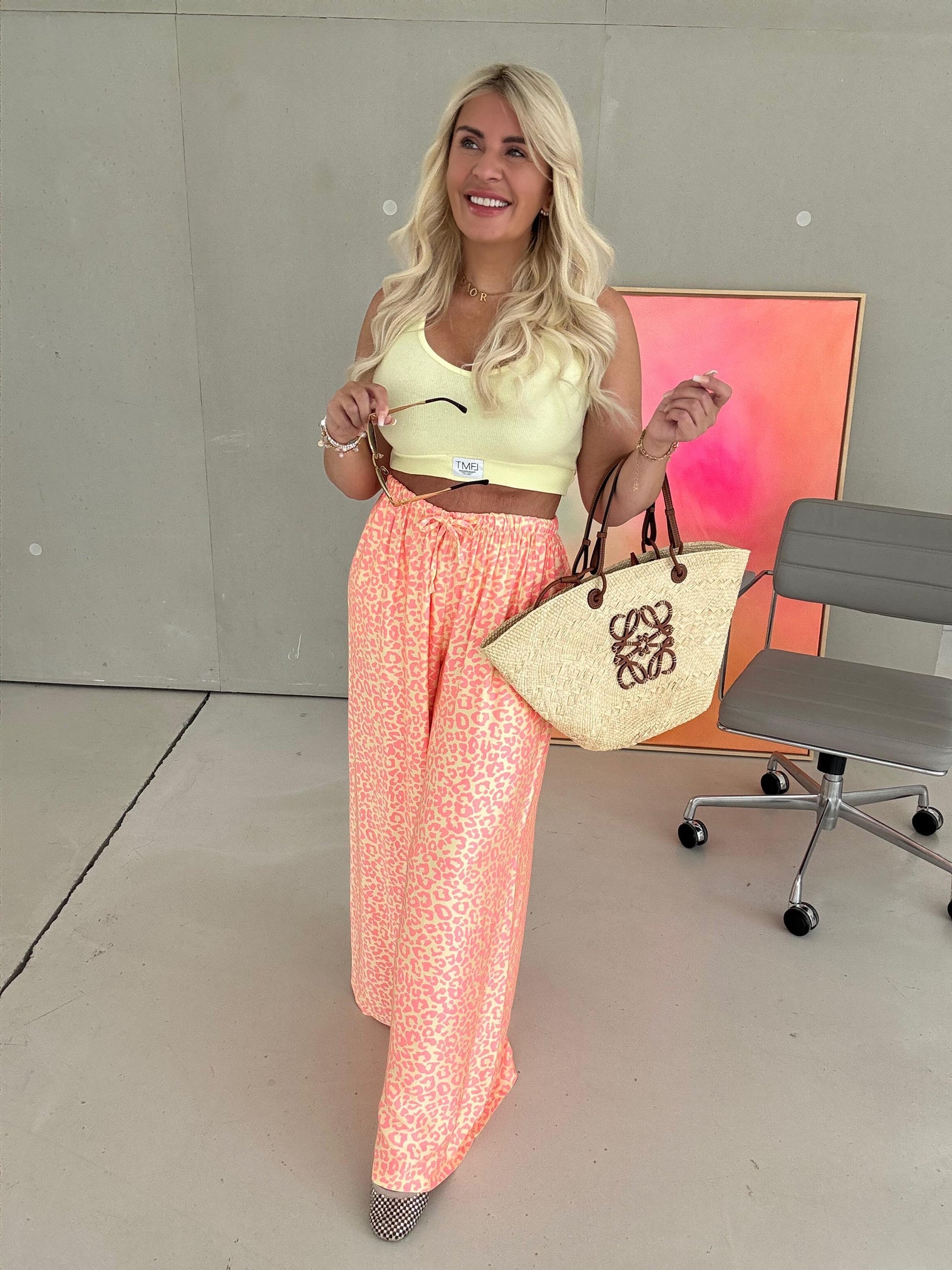 Stylische Hose mit Seide gelb LEO LOVER Peach