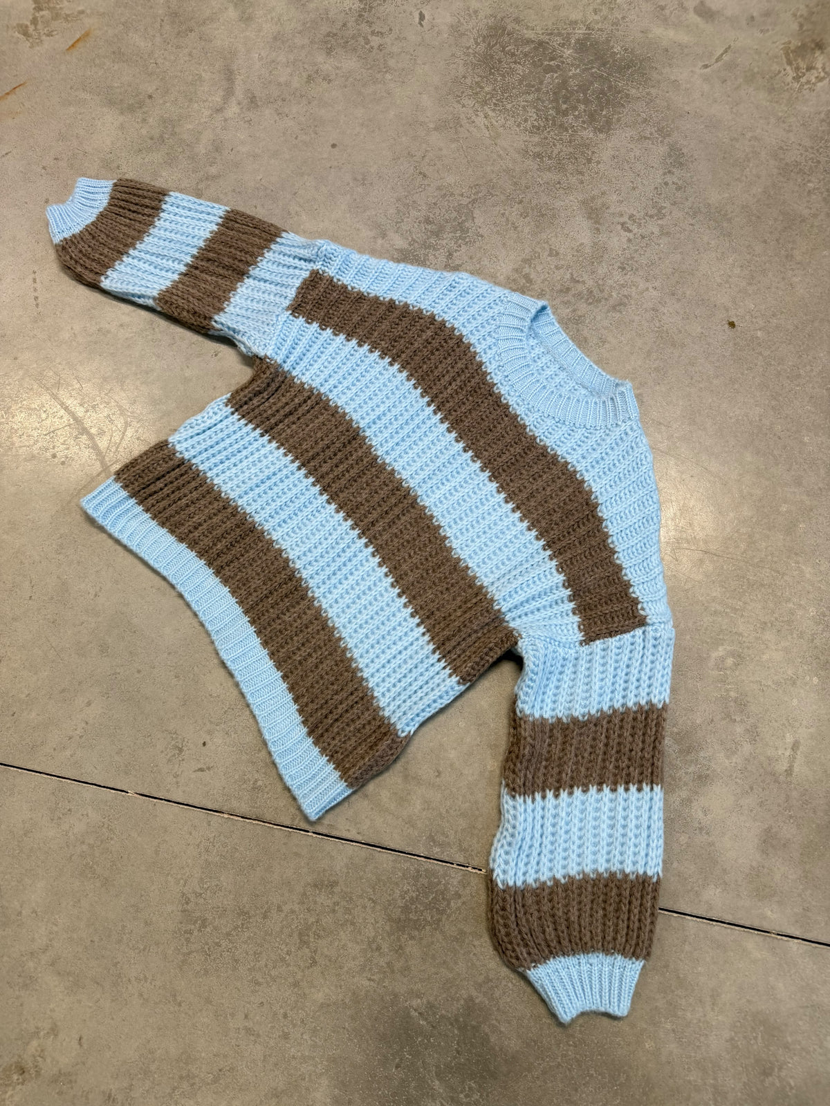 Strickpullover ONLY COZY VIBES taupe/hellblau