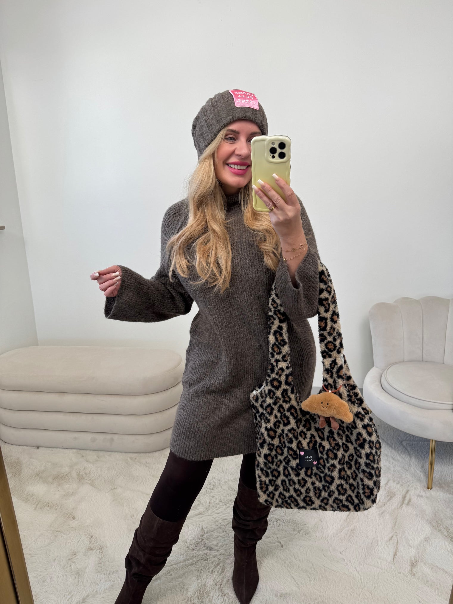 Strickkleid Taupe soft Moment