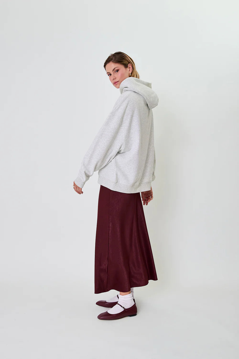 OH APRIL Boyfriend Hoodie Fluffy Grey Melange