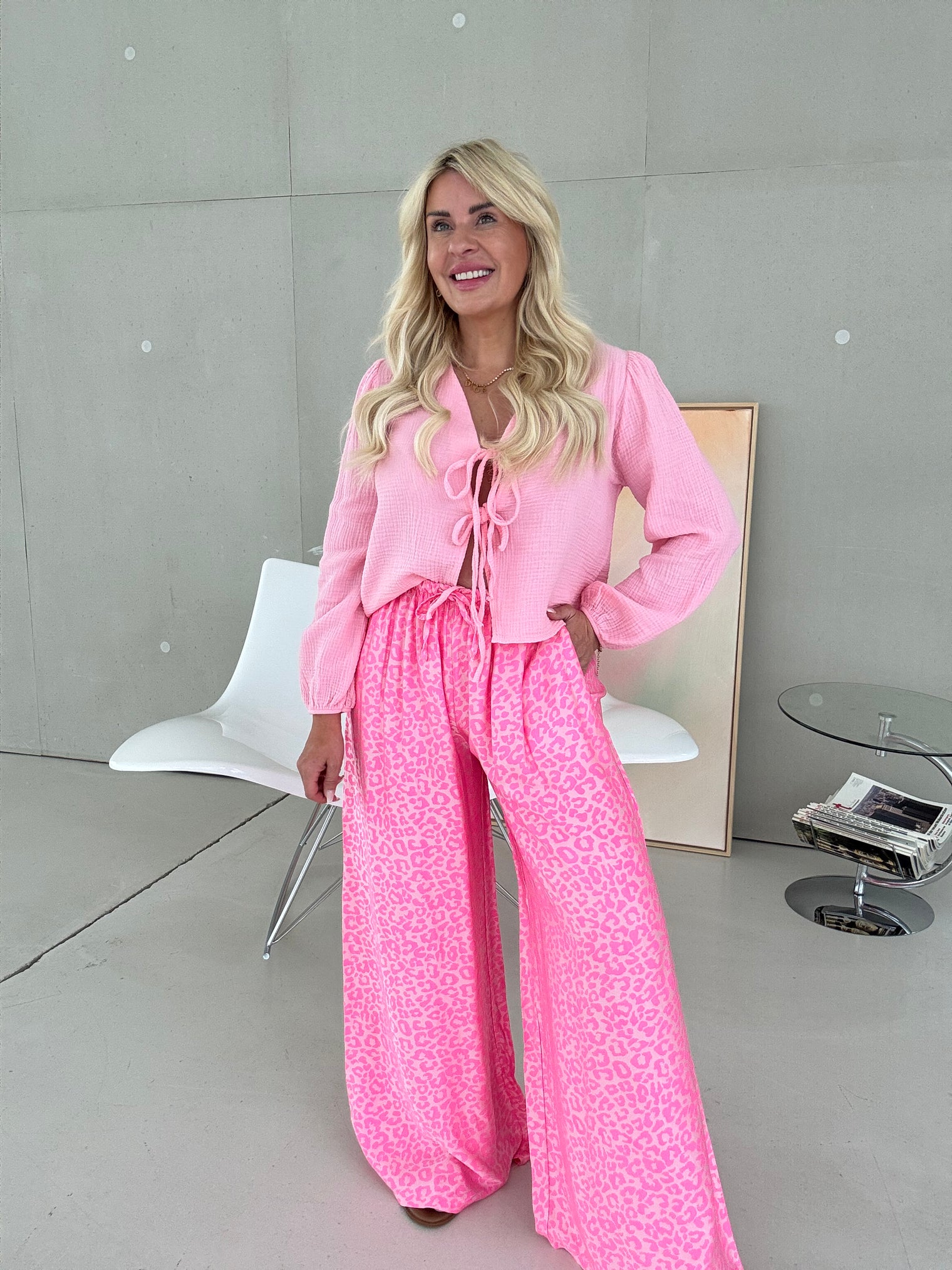 Hose mit Seide rosa LEO LOVER hot pink