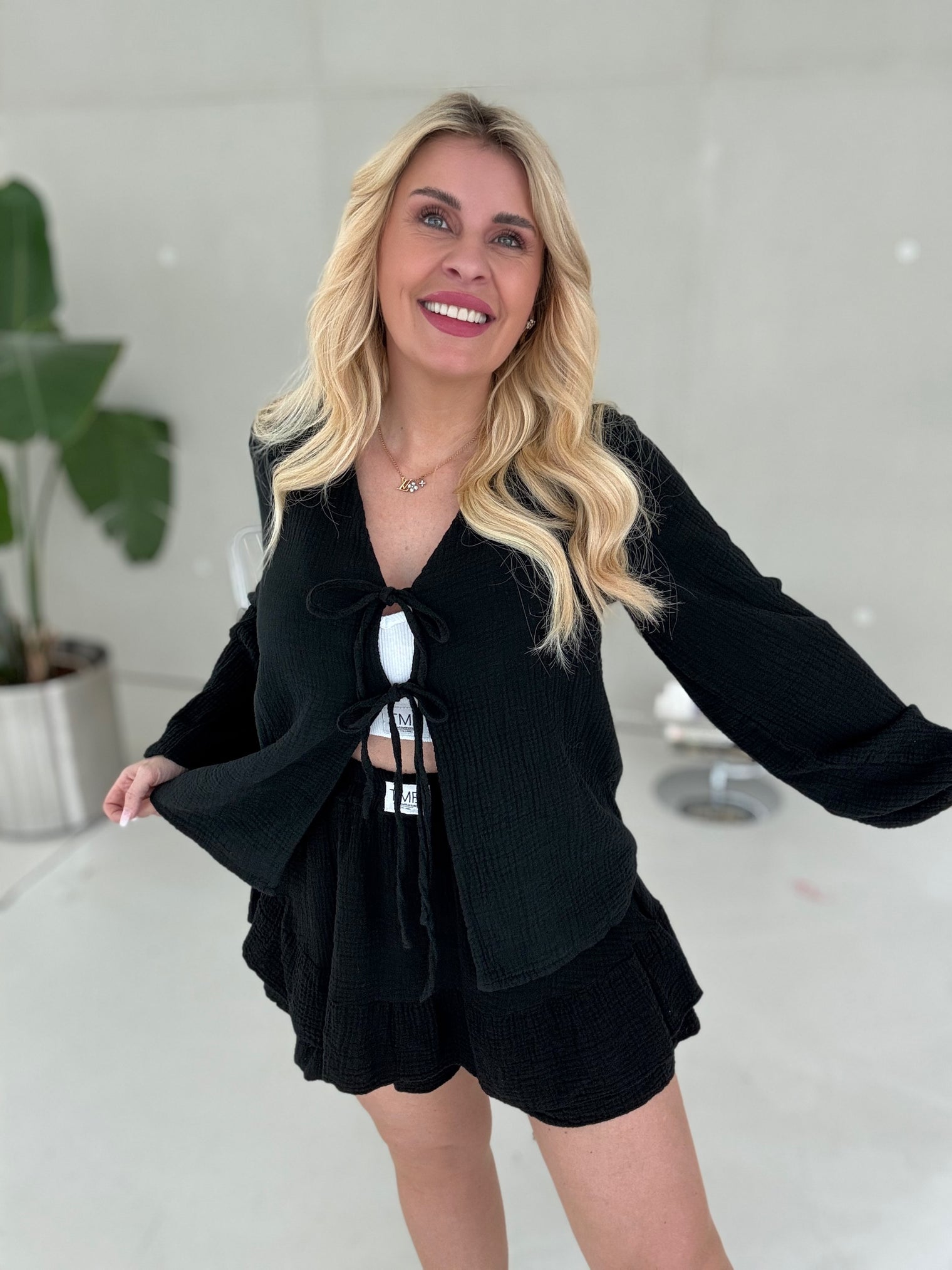 Signature Musselin Hosenrock SCHWARZ mit Patch