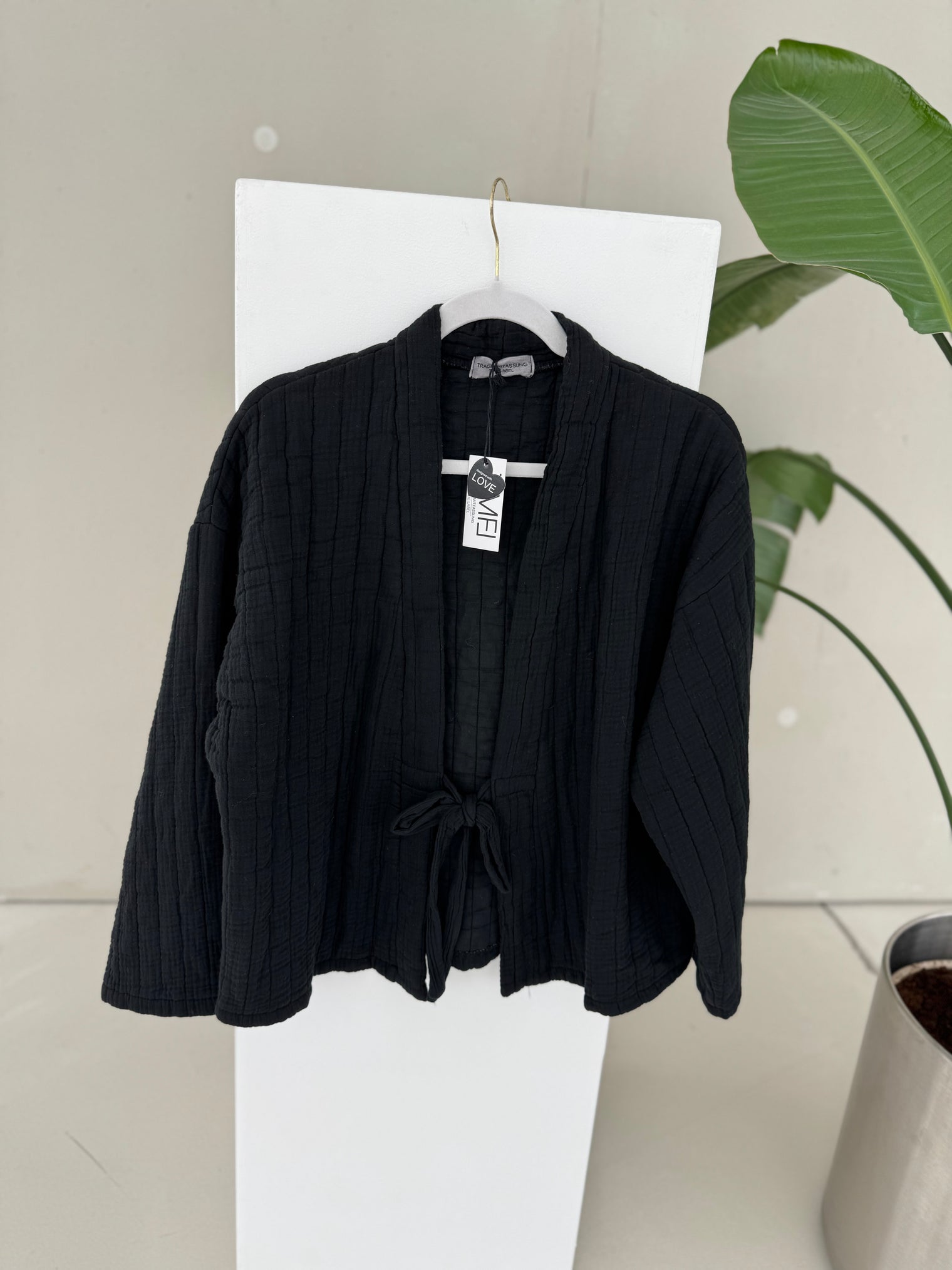 Signature Musselin Steppjacke zum binden SCHWARZ