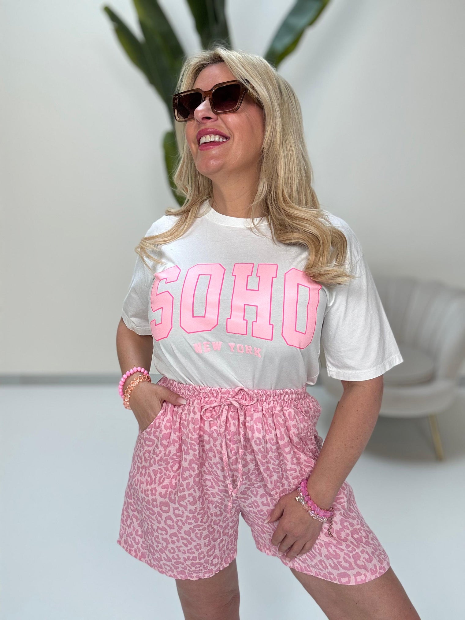 Statement Shirt weiß SOHO rosa