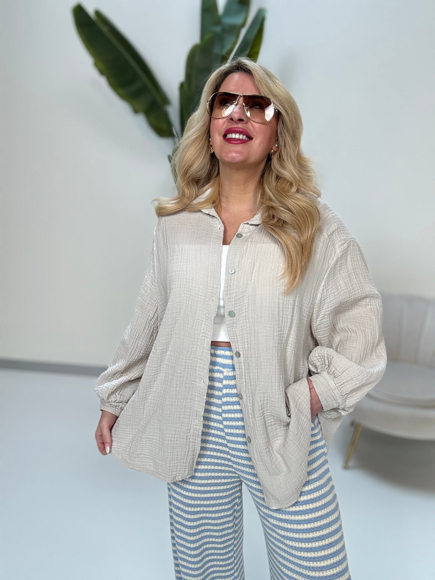 Signature Musselin Bluse BEIGE
