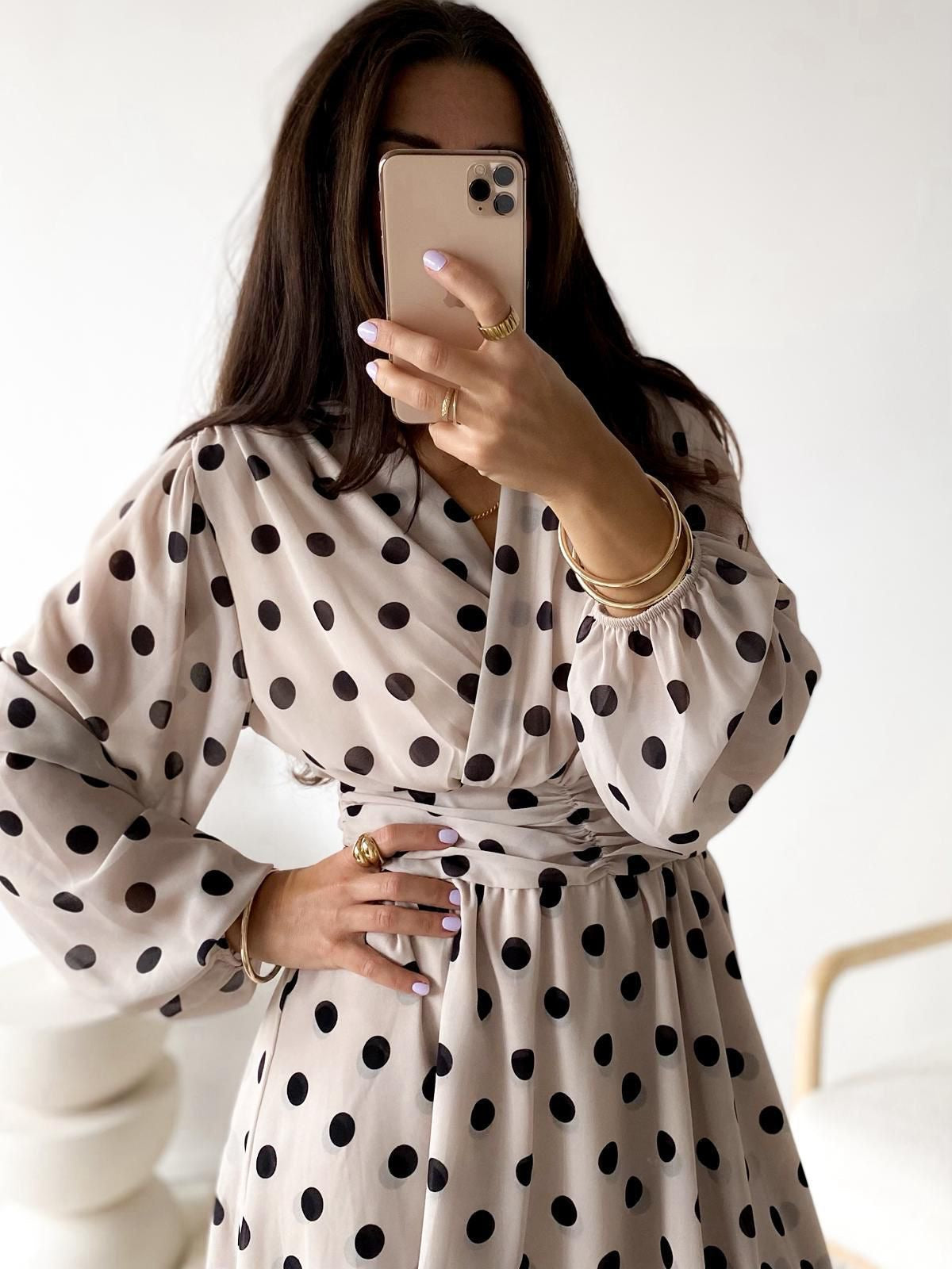 Kleid LOVELY POLKA DOTS Creme