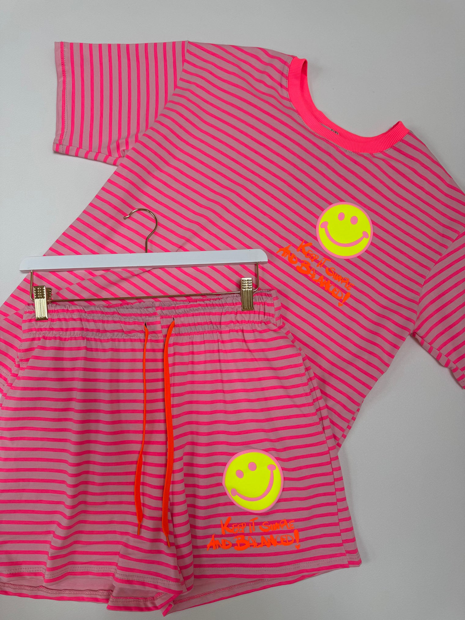 Gestreiftes Baumwoll Shirt KEEP IT SIMPLE rosa/pink