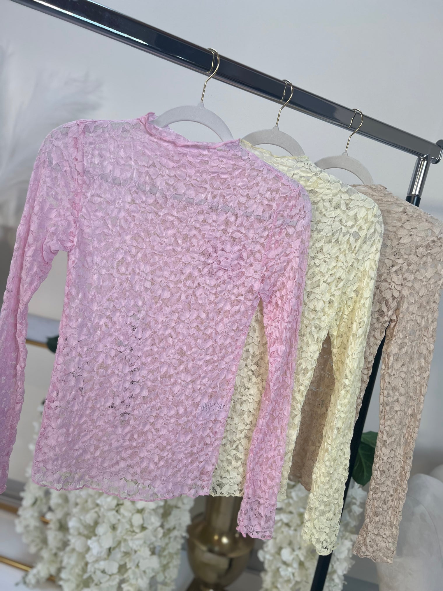 Spitzen Shirt LACE LOVER beige