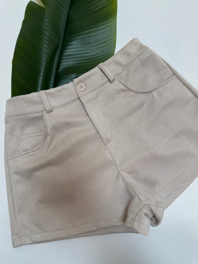 Velours Shorts mit elastischem Bund hell taupe