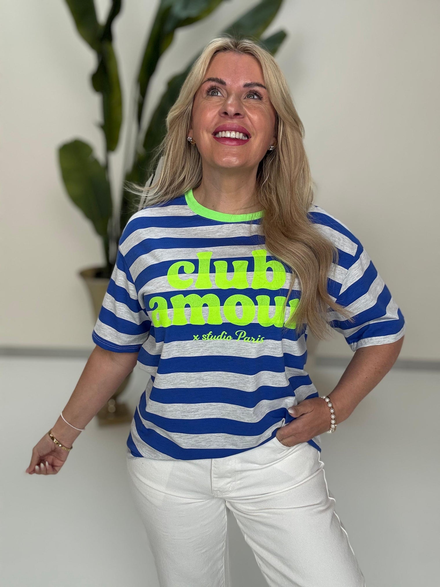 Statement Shirt blau/hellgrau gestreift CLUB AMOUR