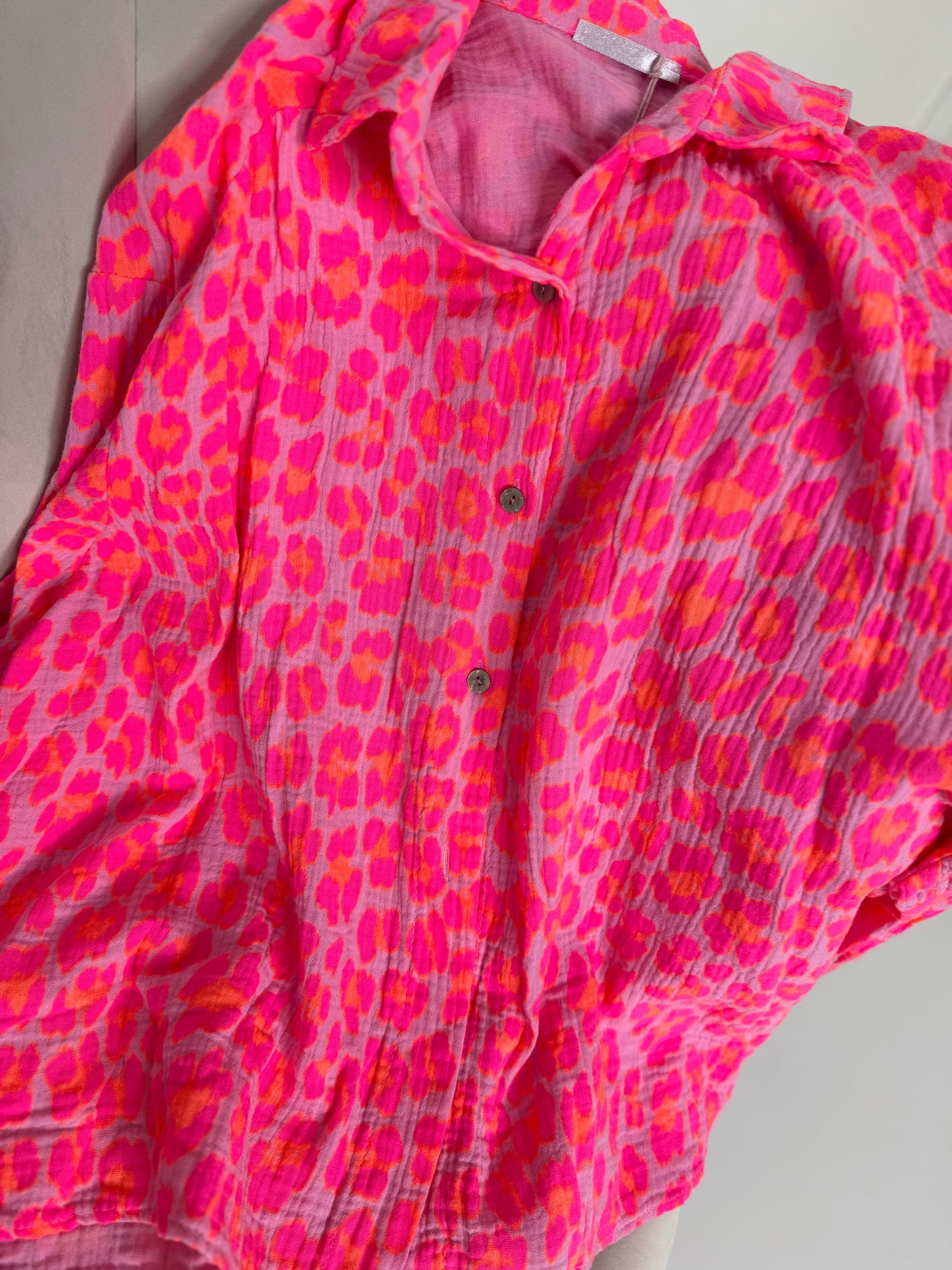 Musselin Bluse rosa LEO POWER hot rosa mit pink orange