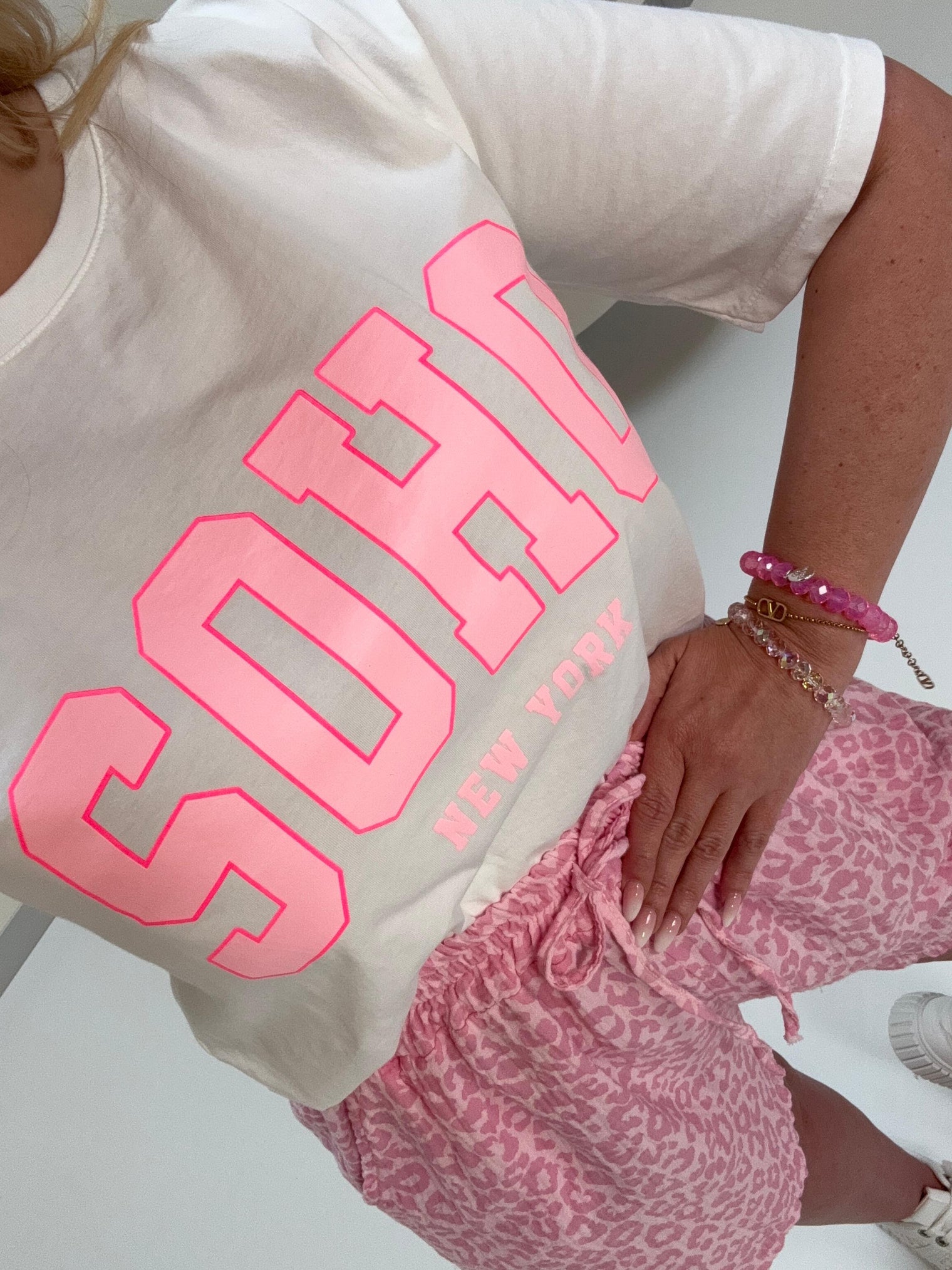 Statement Shirt weiß SOHO rosa