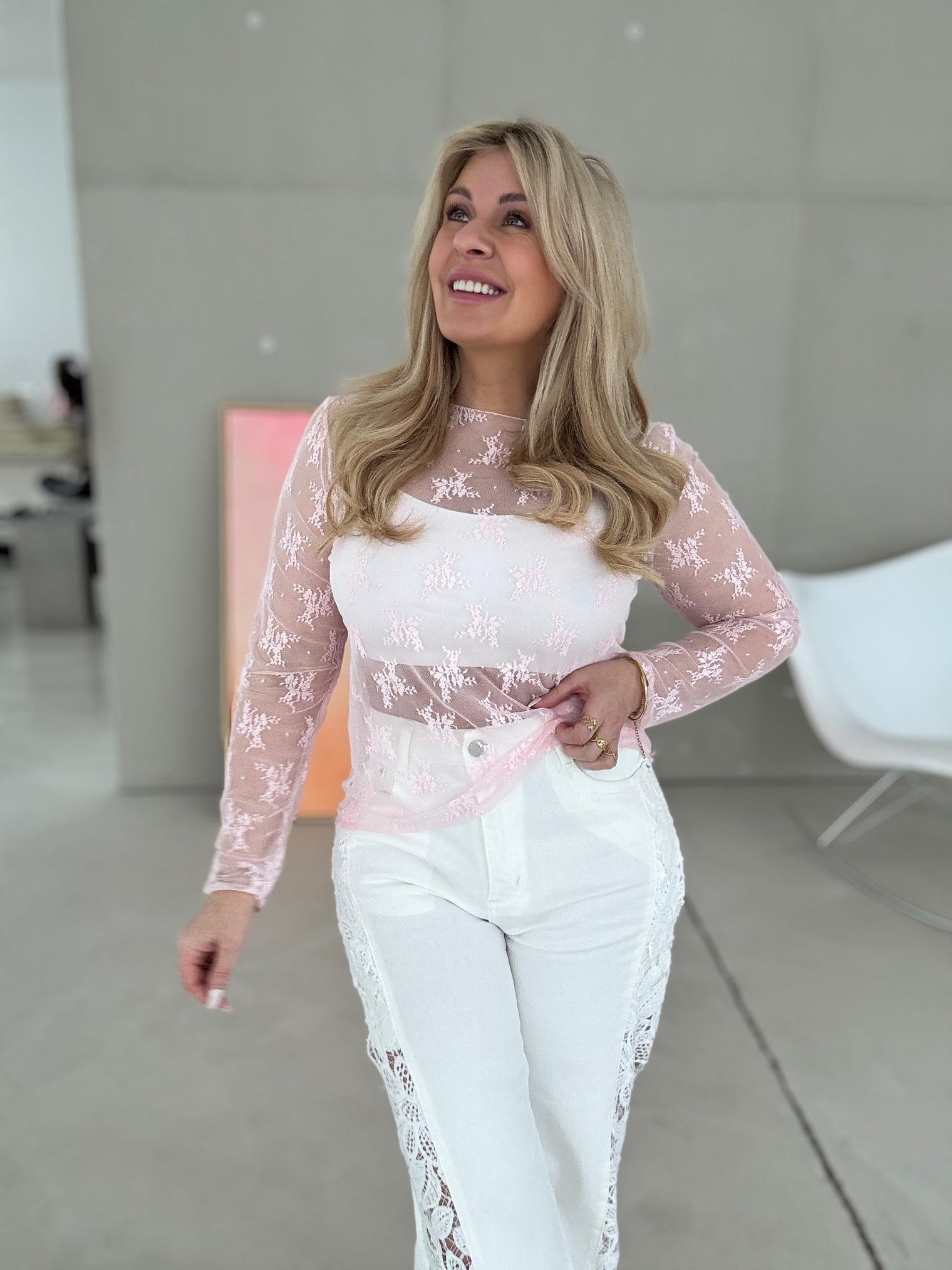 Mesh Oberteil rose FLOWERS