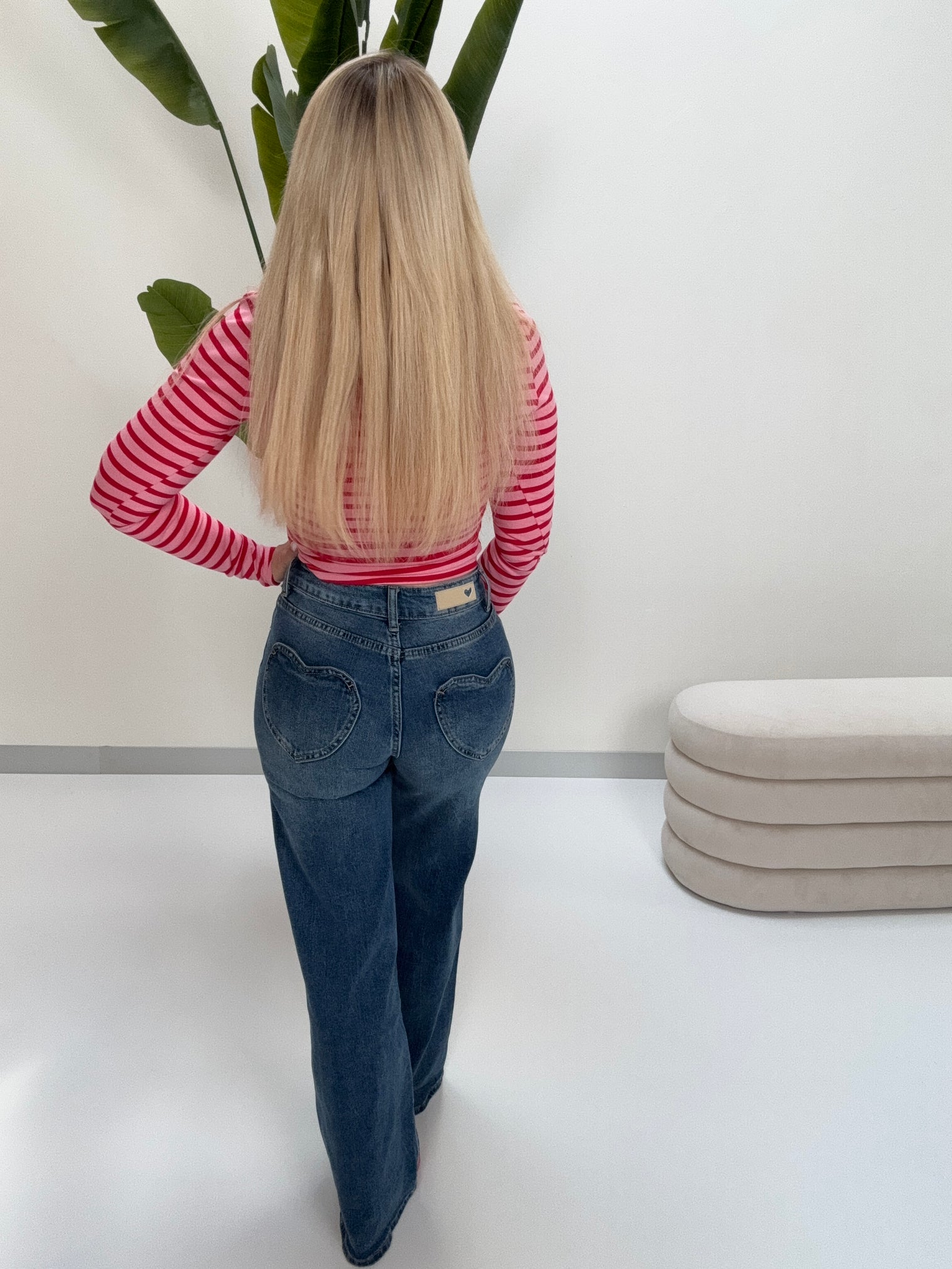 Stretch Jeans denim blue HEART LOVER mit Herztaschen