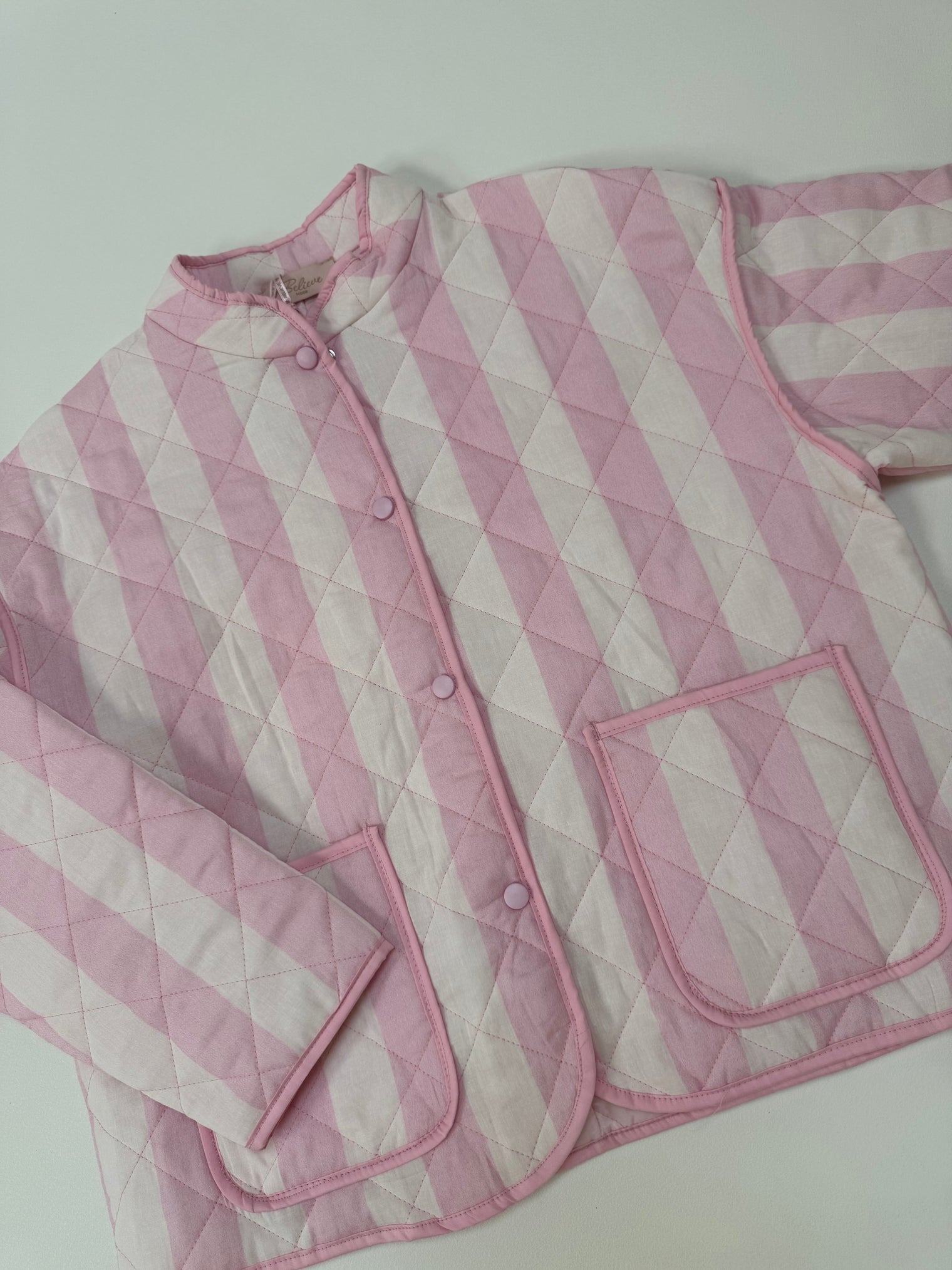 Stepp Jacke CALL ME STRIPES rosa/weiß