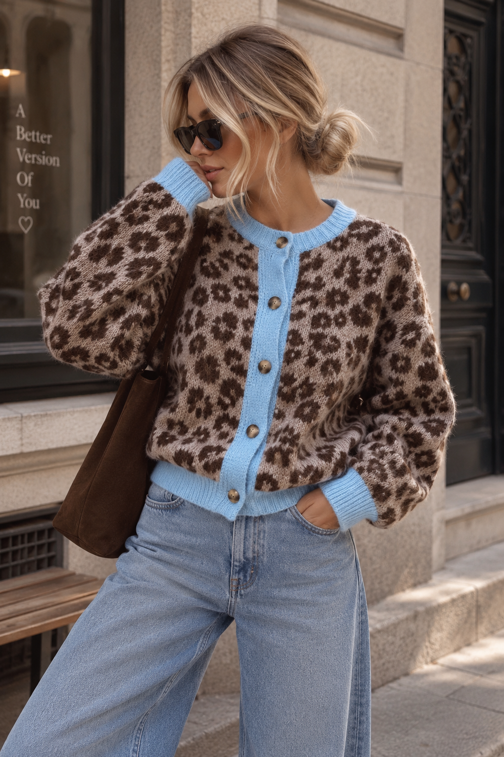 Strickjacke taupe WILD&COZY taupe blau