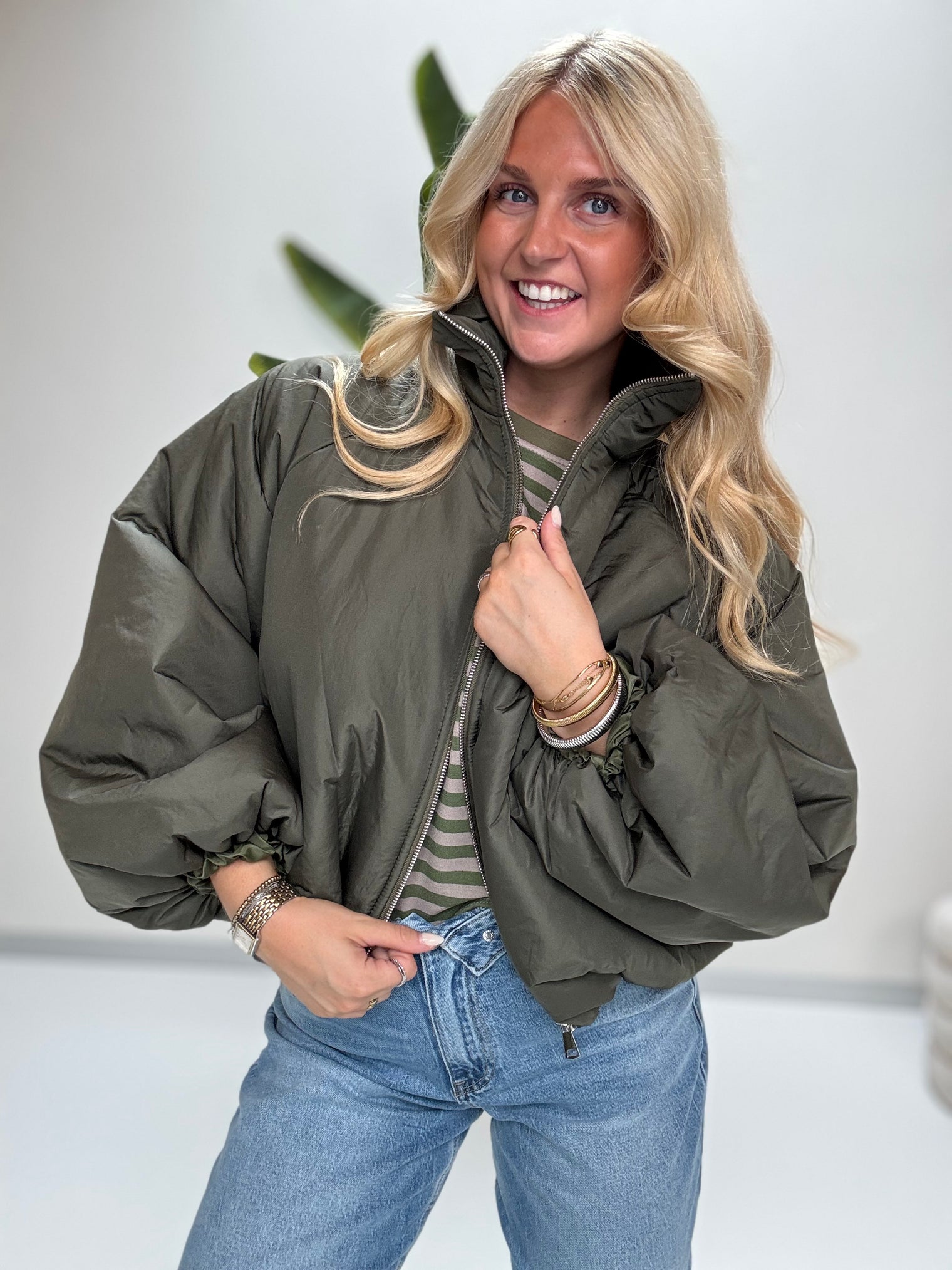 Jacke PUFFY POWER mit Reißverschluss grün